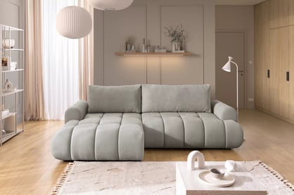 Rohová sedačka Lutario Mini s rozkladem levá - šedá látka Nazar 225.03 Rohová sedací souprava Lutario Mini rozkládací levá - šedá potahová látka Nazar 225.03