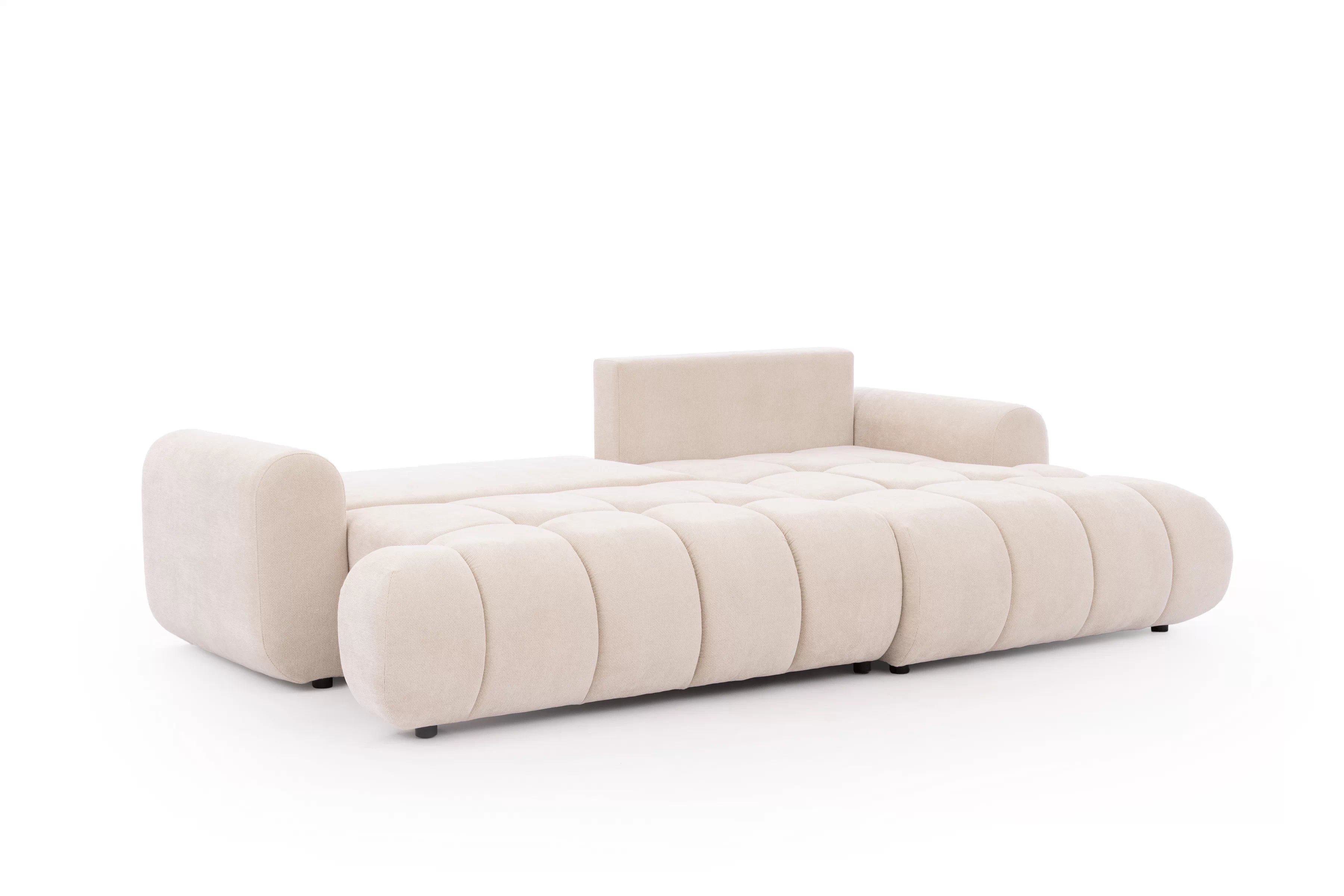 Rozkládací rohová sedací souprava Lutario Mini pravá - béžová Venice 2026 Rohová sedací souprava Lutario Mini rozkládací pravá - béžová plecionka hydrofobowa Venice 2026