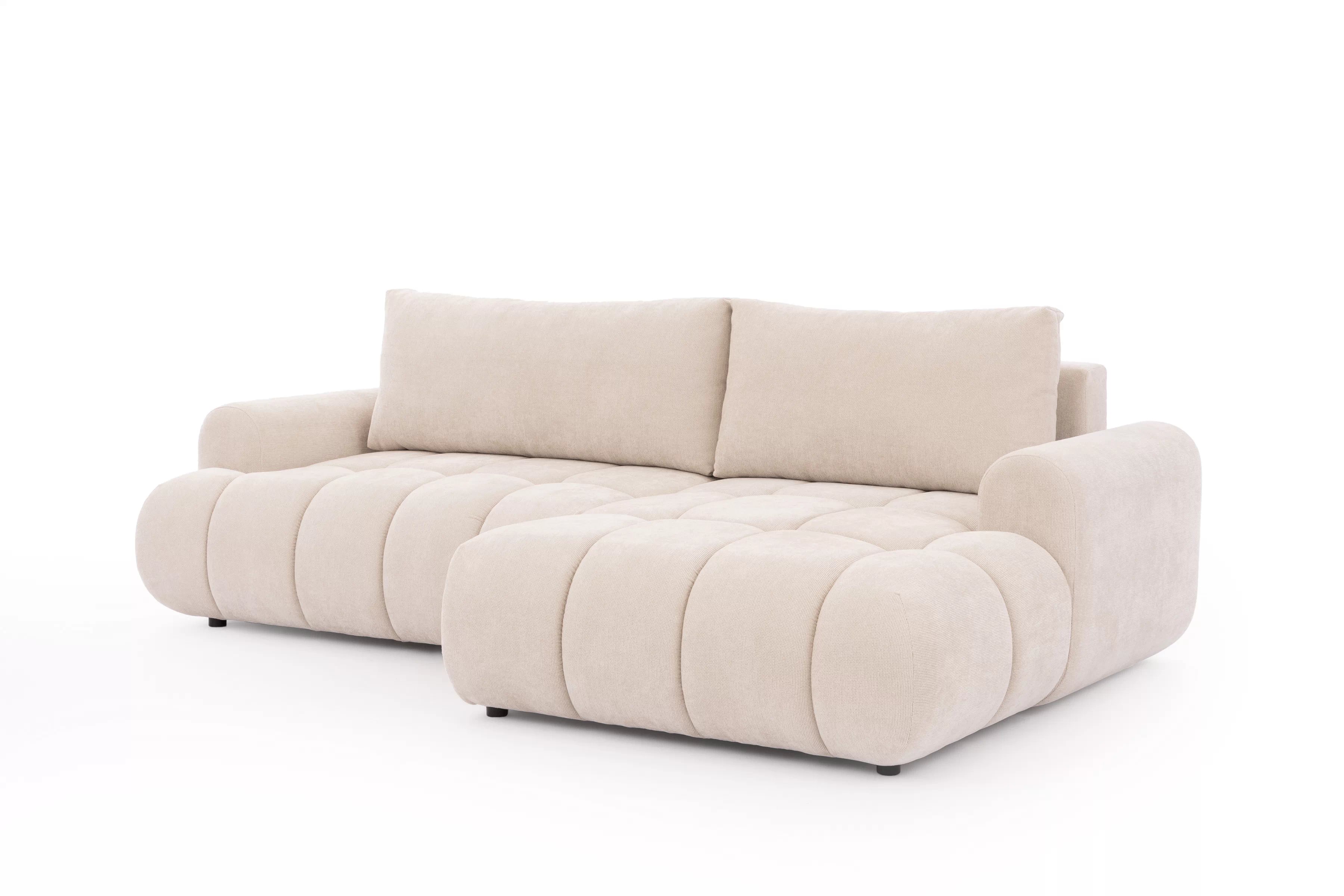 Rozkládací rohová sedací souprava Lutario Mini pravá - béžová Venice 2026 Rohová sedací souprava Lutario Mini rozkládací pravá - béžová plecionka hydrofobowa Venice 2026