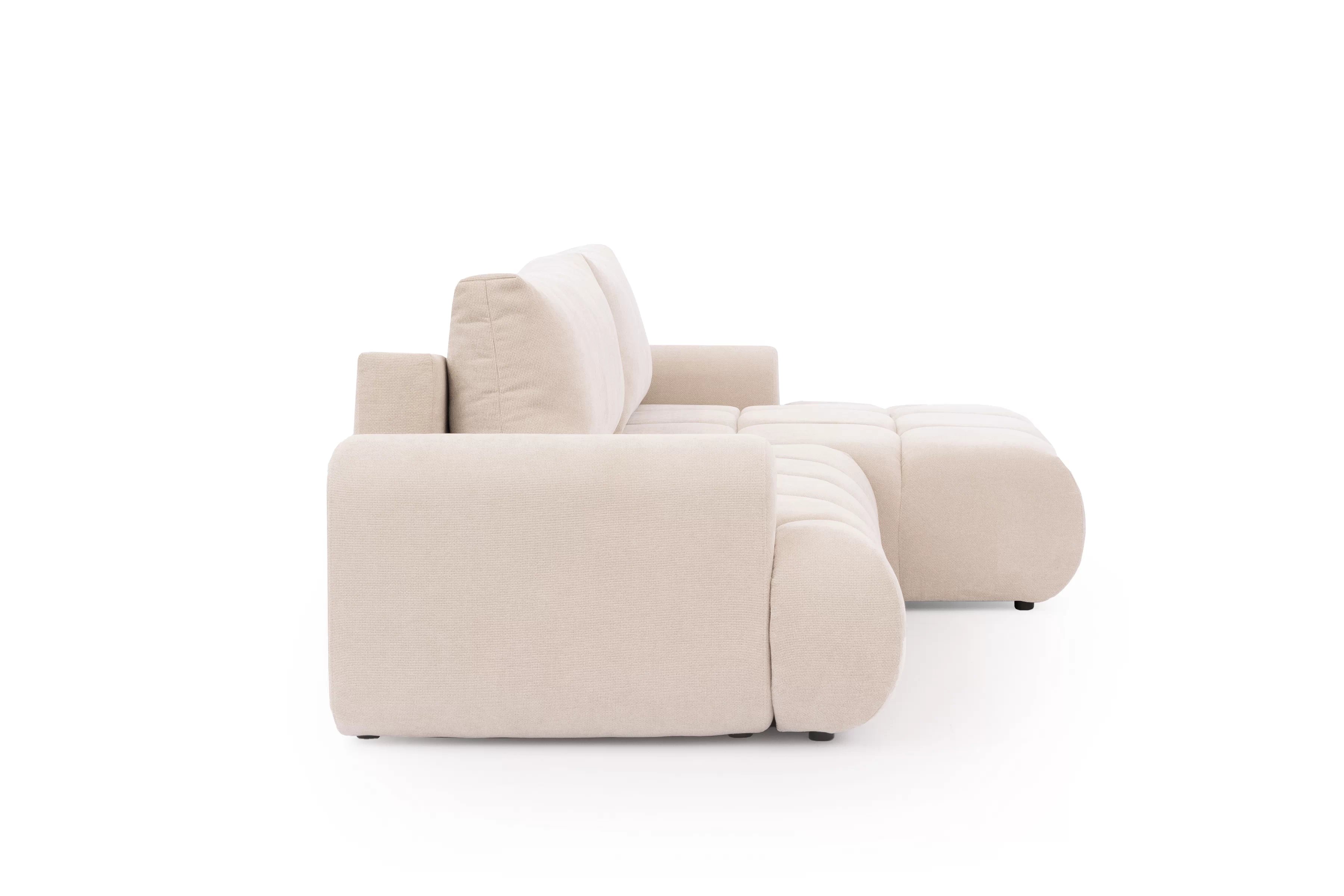 Rozkládací rohová sedací souprava Lutario Mini pravá - béžová Venice 2026 Rohová sedací souprava Lutario Mini rozkládací pravá - béžová plecionka hydrofobowa Venice 2026