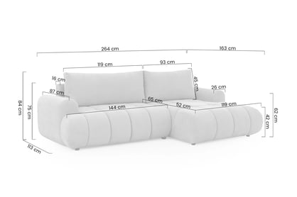 Rozkladacia rohová sedačka Lutario Mini pravá - tmavobéžová hydrofóbna pletenina Venice 2031 Rohová sedacia súprava Lutario Mini s funkciou spánku pravá strana - ciemnobezowa plecionka hydrofobowa Venice 2031