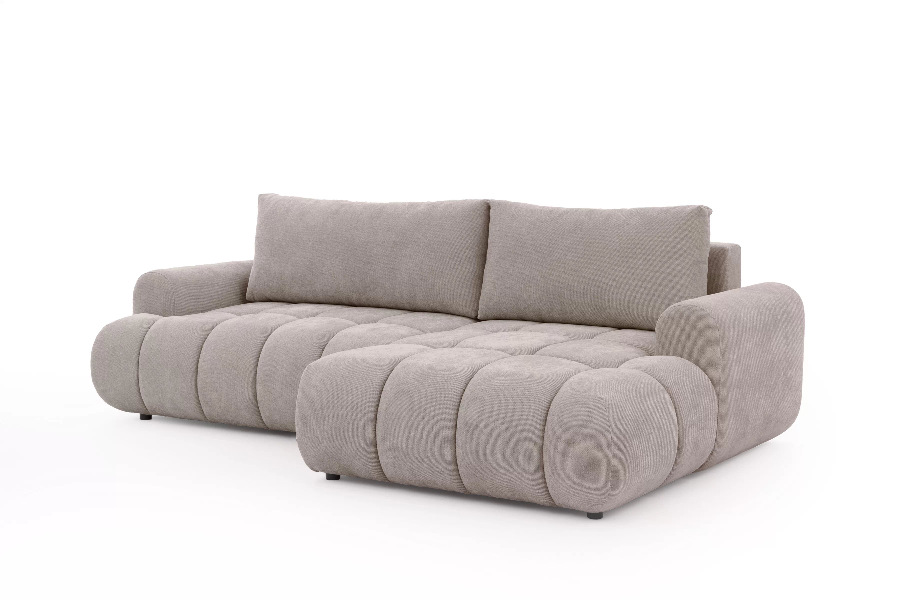 Rozkládací rohová sedací souprava Lutario Mini pravá - tmavě béžová Venice 2031 Rohová sedací souprava Lutario Mini rozkládací pravá - ciemnobezowa plecionka hydrofobowa Venice 2031