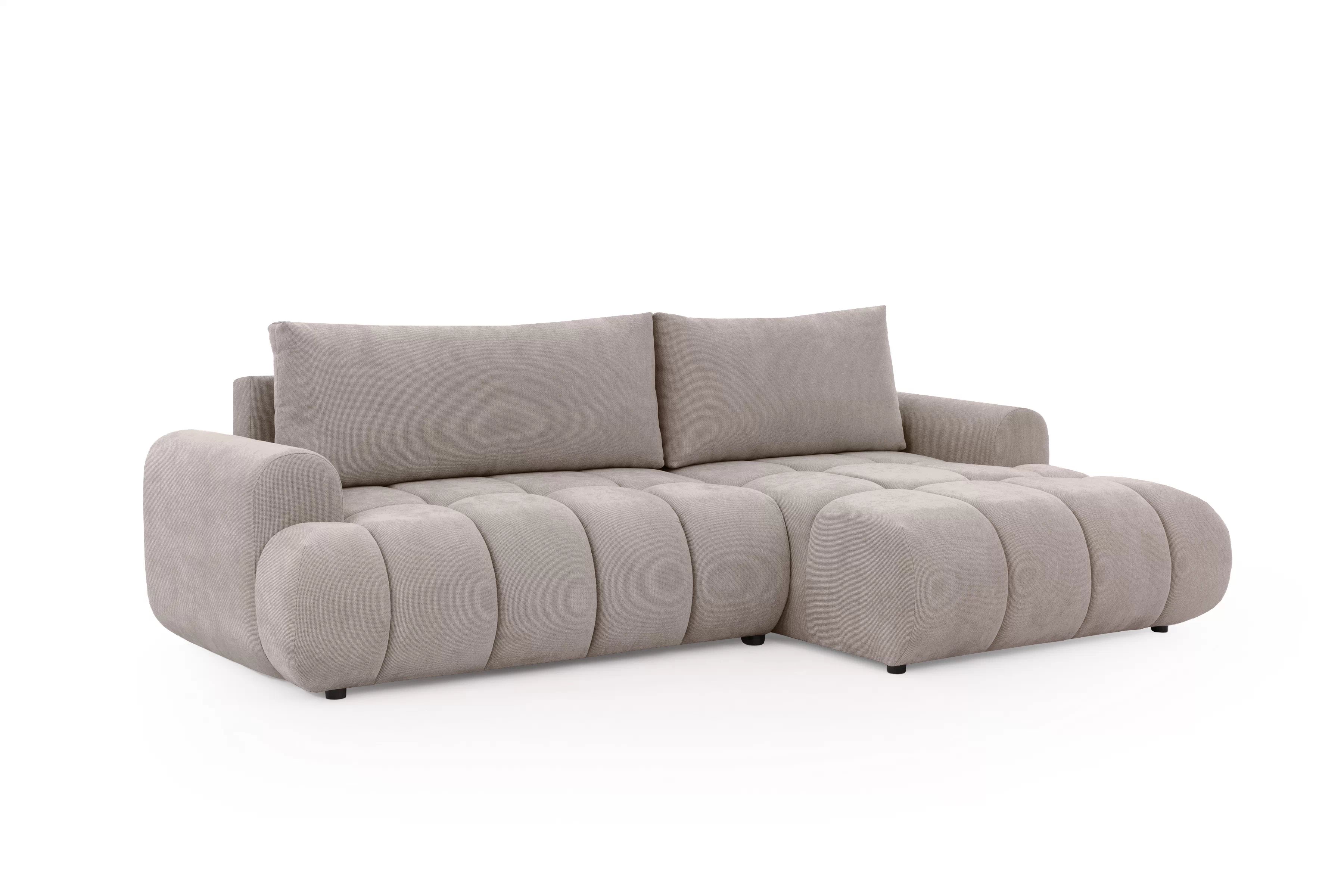 Rozkládací rohová sedací souprava Lutario Mini pravá - tmavě béžová Venice 2031 Rohová sedací souprava Lutario Mini rozkládací pravá - ciemnobezowa plecionka hydrofobowa Venice 2031