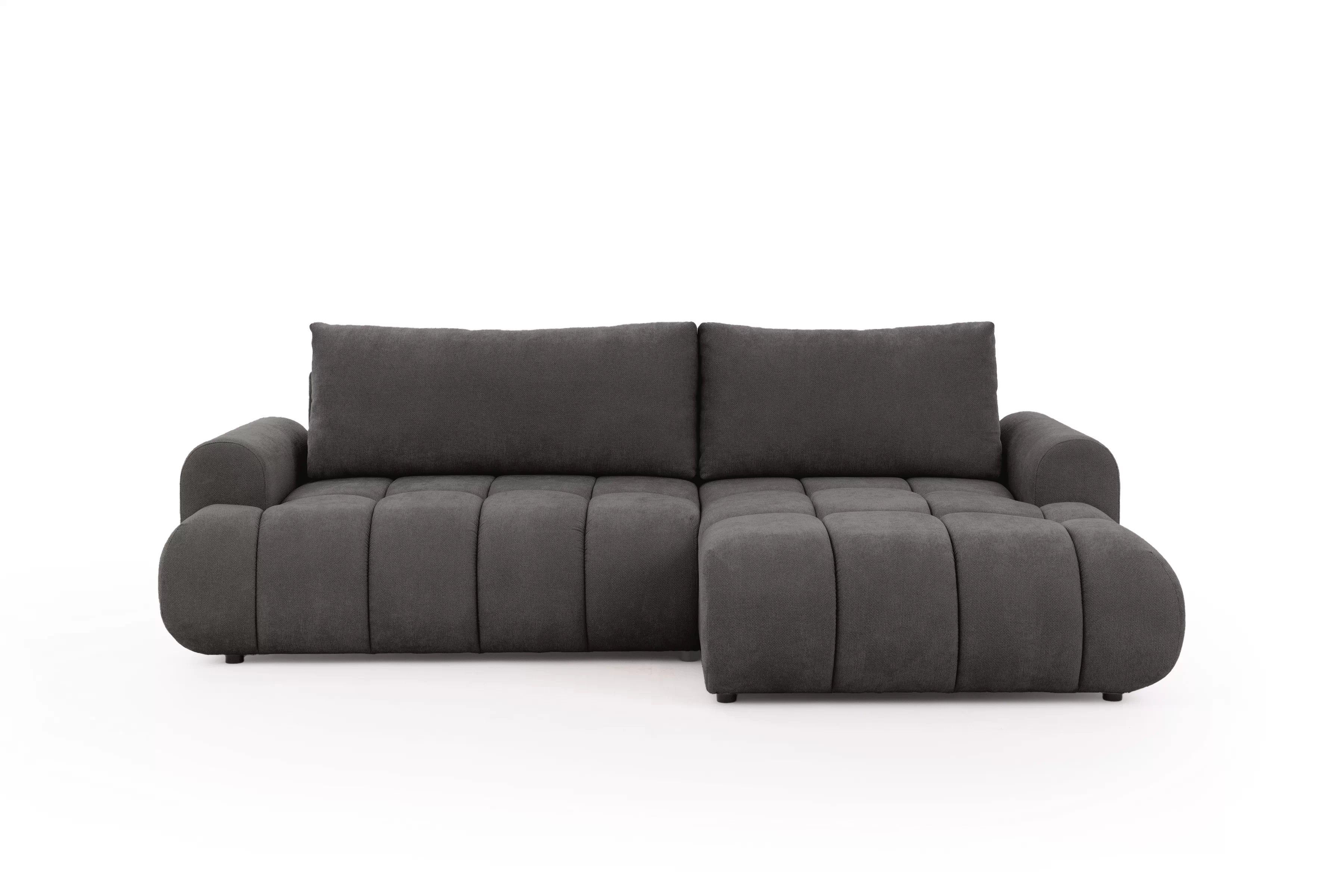 Rozkládací rohová sedací souprava Lutario Mini pravá - tmavě šedá Venice 2021 Rohová sedací souprava Lutario Mini rozkládací pravá - ciemnoszara plecionka hydrofobowa Venice 2021