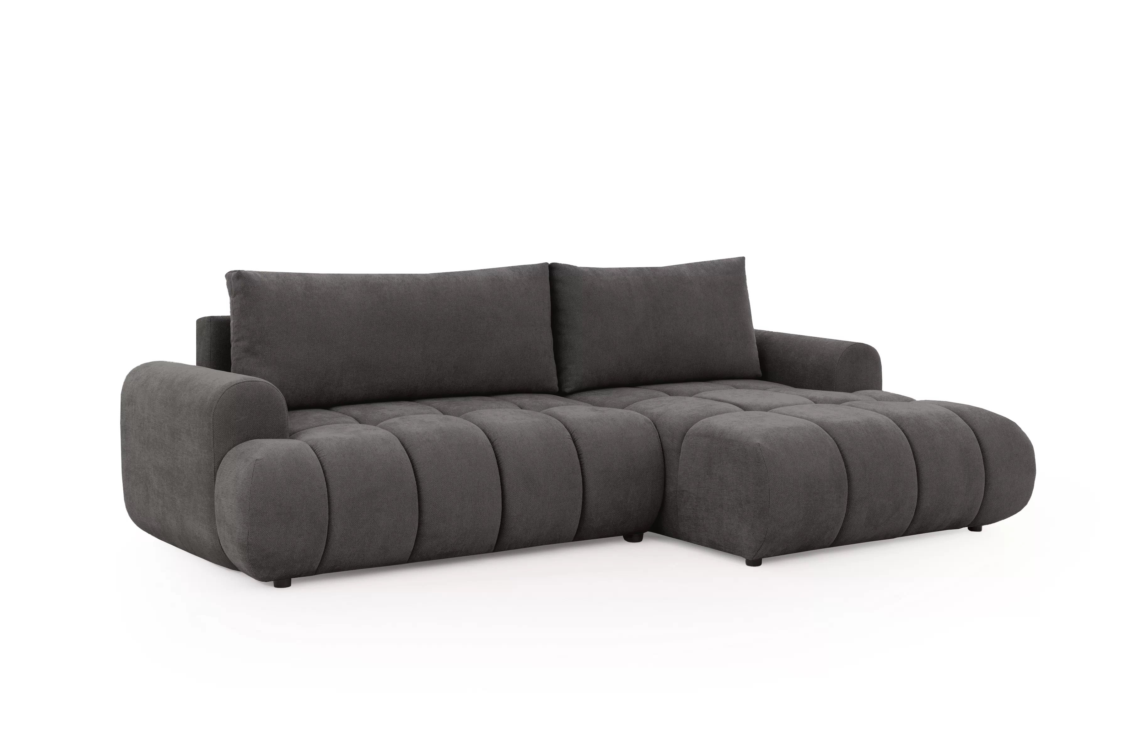 Rozkládací rohová sedací souprava Lutario Mini pravá - tmavě šedá Venice 2021 Rohová sedací souprava Lutario Mini rozkládací pravá - ciemnoszara plecionka hydrofobowa Venice 2021