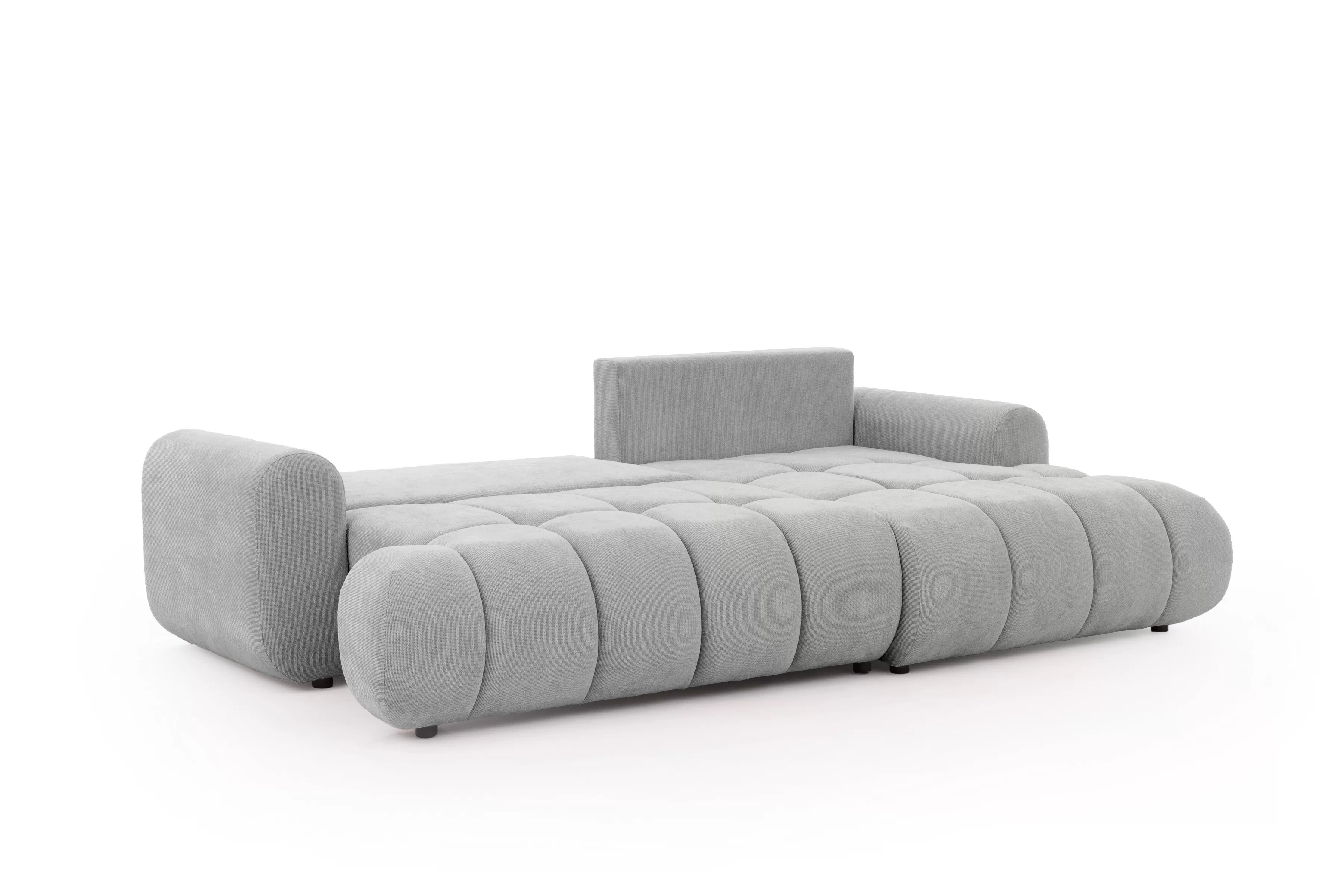 Rozkládací rohová sedací souprava Lutario Mini pravá - šedá Venice 2023 Rohová sedací souprava Lutario Mini rozkládací pravá - šedá plecionka hydrofobowa Venice 2023