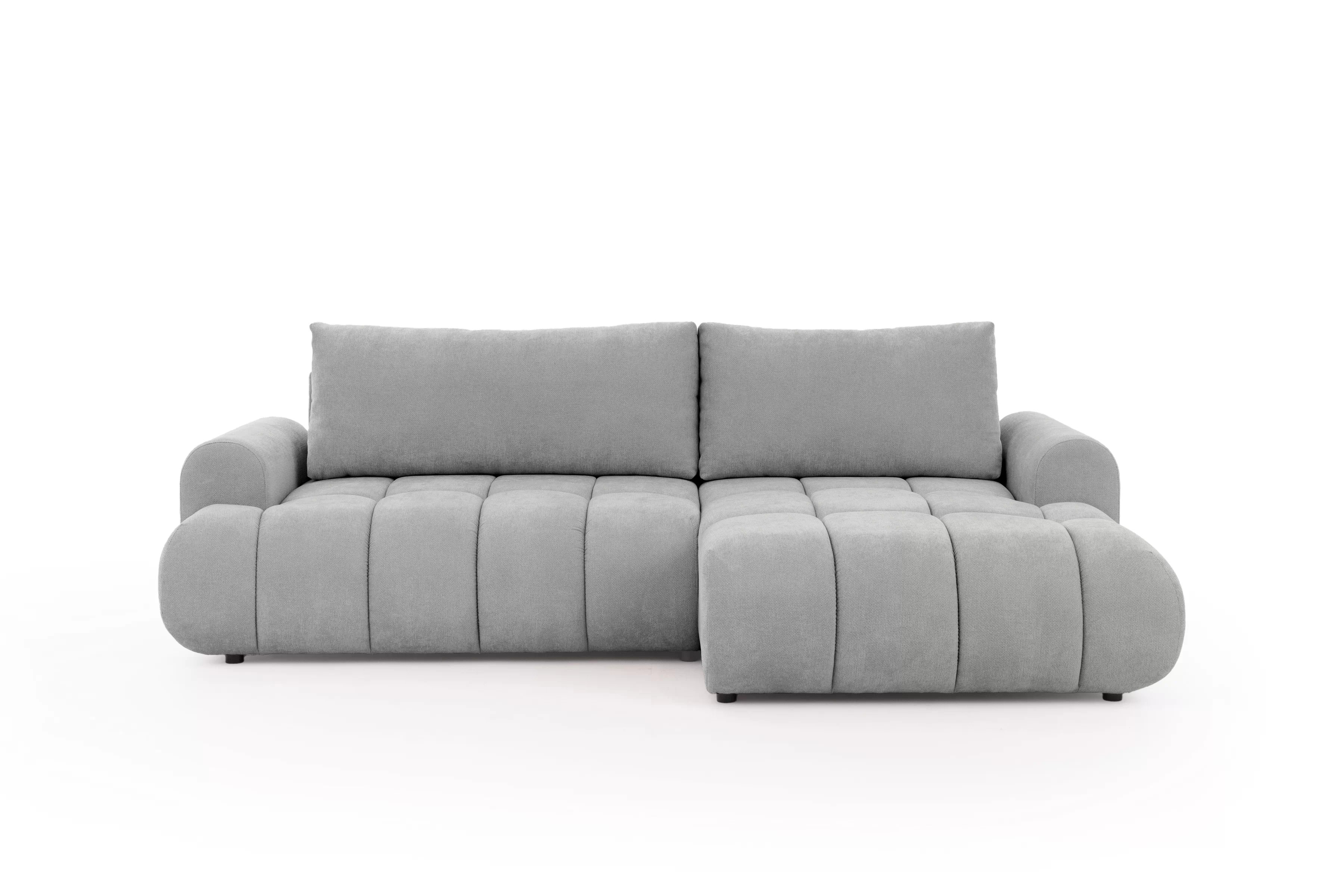 Rozkládací rohová sedací souprava Lutario Mini pravá - šedá Venice 2023 Rohová sedací souprava Lutario Mini rozkládací pravá - šedá plecionka hydrofobowa Venice 2023