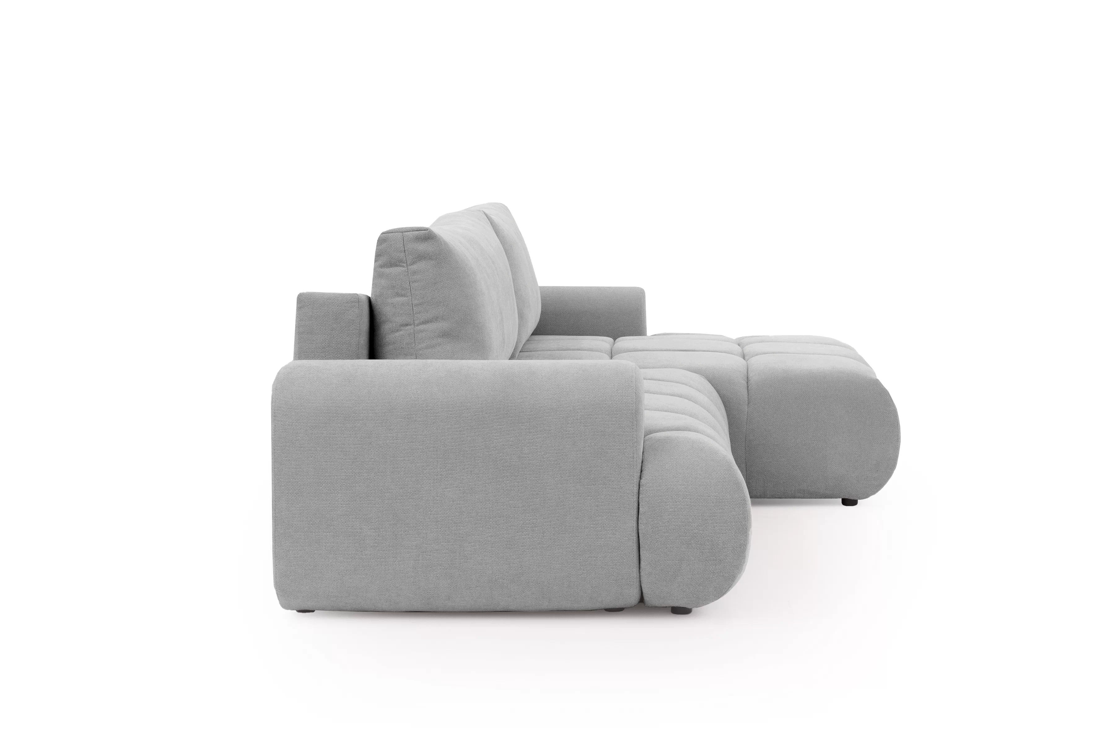 Rozkládací rohová sedací souprava Lutario Mini pravá - šedá Venice 2023 Rohová sedací souprava Lutario Mini rozkládací pravá - šedá plecionka hydrofobowa Venice 2023