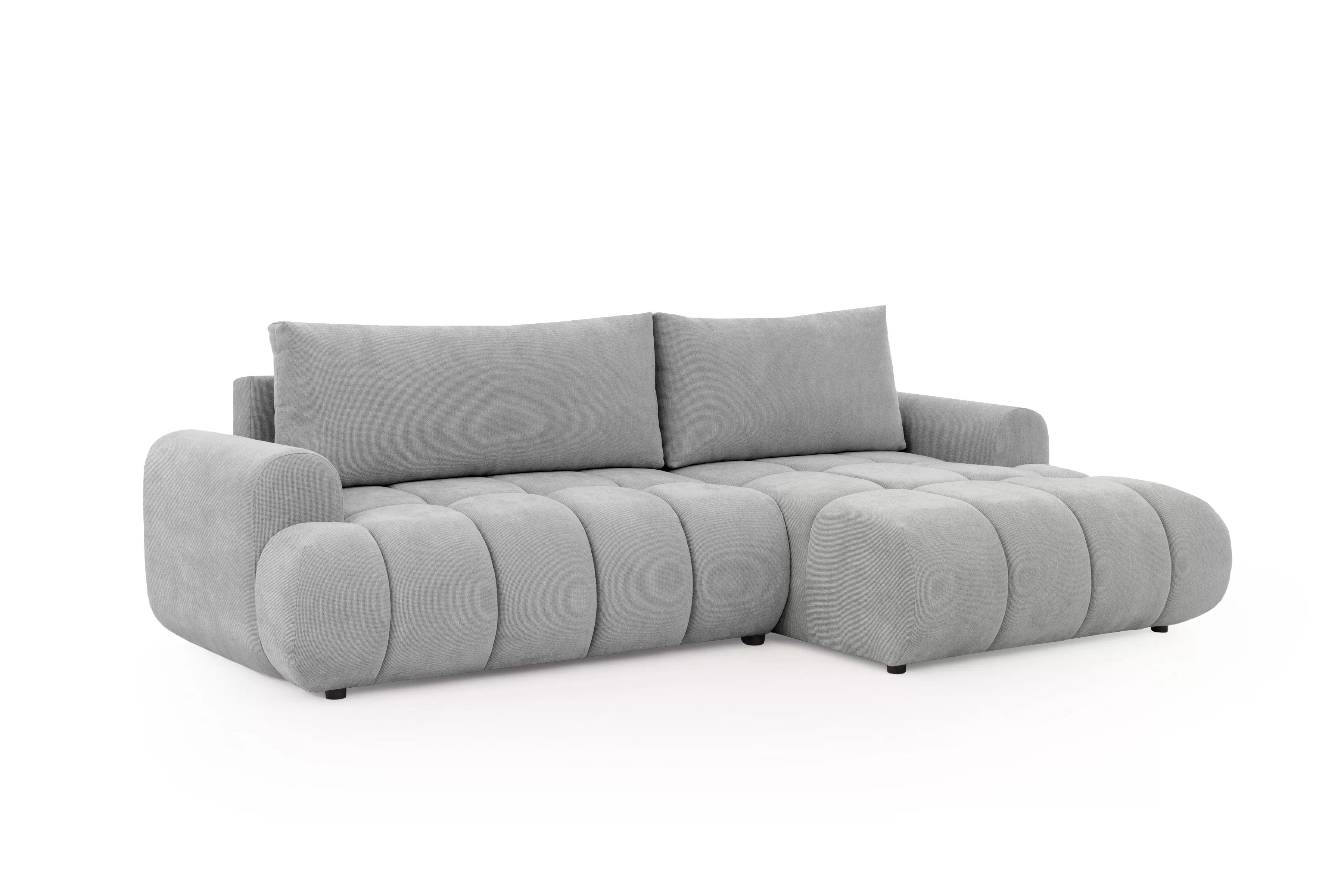 Rozkládací rohová sedací souprava Lutario Mini pravá - šedá Venice 2023 Rohová sedací souprava Lutario Mini rozkládací pravá - šedá plecionka hydrofobowa Venice 2023