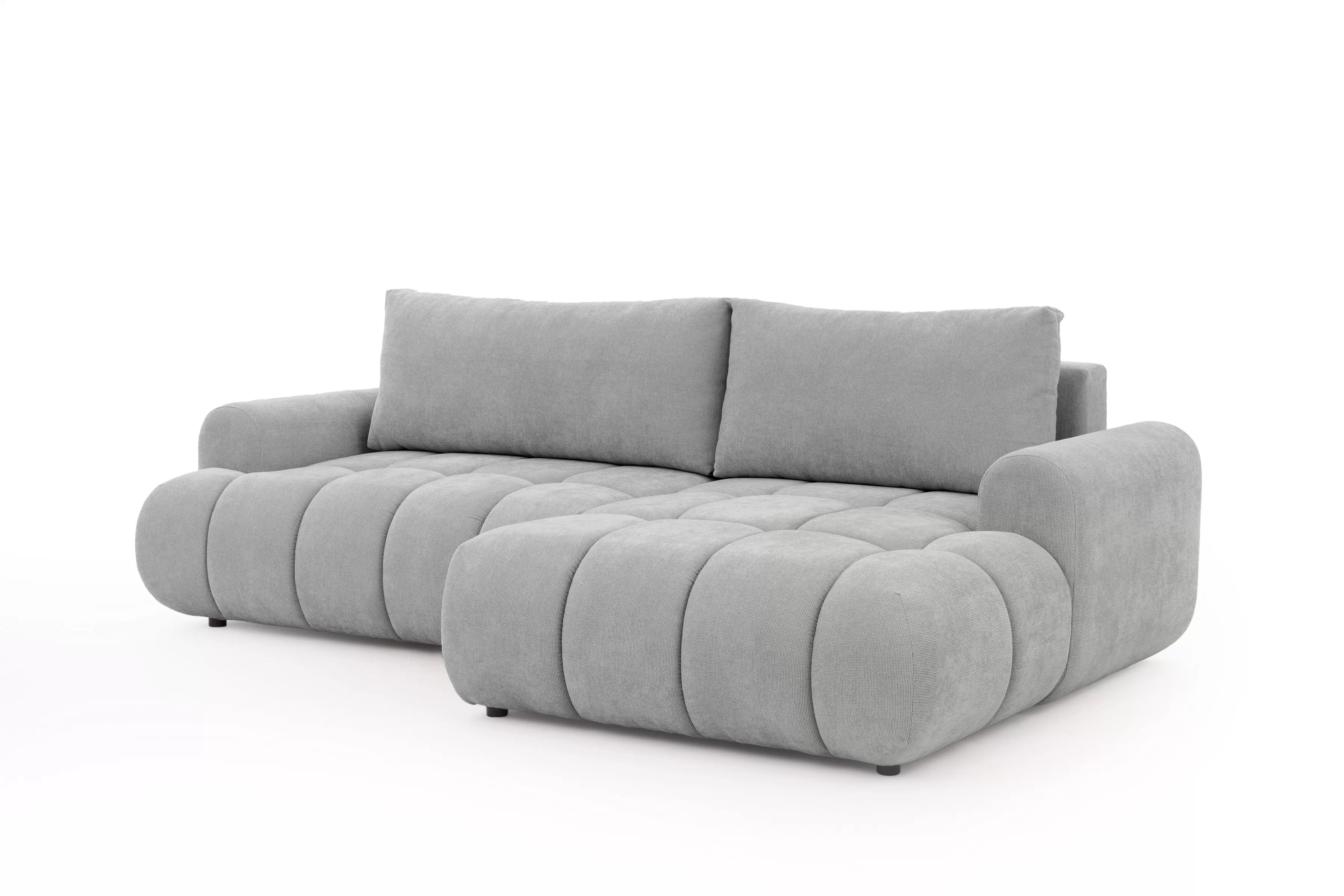 Rozkládací rohová sedací souprava Lutario Mini pravá - šedá Venice 2023 Rohová sedací souprava Lutario Mini rozkládací pravá - šedá plecionka hydrofobowa Venice 2023