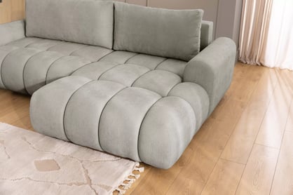 Rohová sedačka Lutario Mini s rozkladem pravá - šedá látka Nazar 225.03 Rohová sedací souprava Lutario Mini rozkládací pravá - šedá potahová látka Nazar 225.03