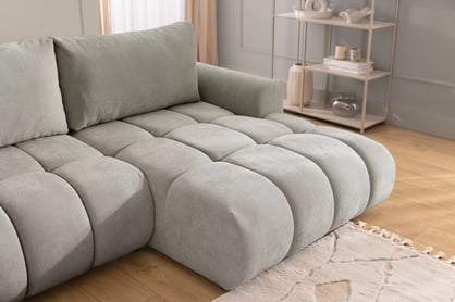 Rohová sedačka Lutario Mini s rozkladem pravá - šedá látka Nazar 225.03 Rohová sedací souprava Lutario Mini rozkládací pravá - šedá potahová látka Nazar 225.03