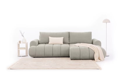 Rohová sedačka Lutario Mini s rozkladem pravá - šedá látka Nazar 225.03 Rohová sedací souprava Lutario Mini rozkládací pravá - šedá potahová látka Nazar 225.03