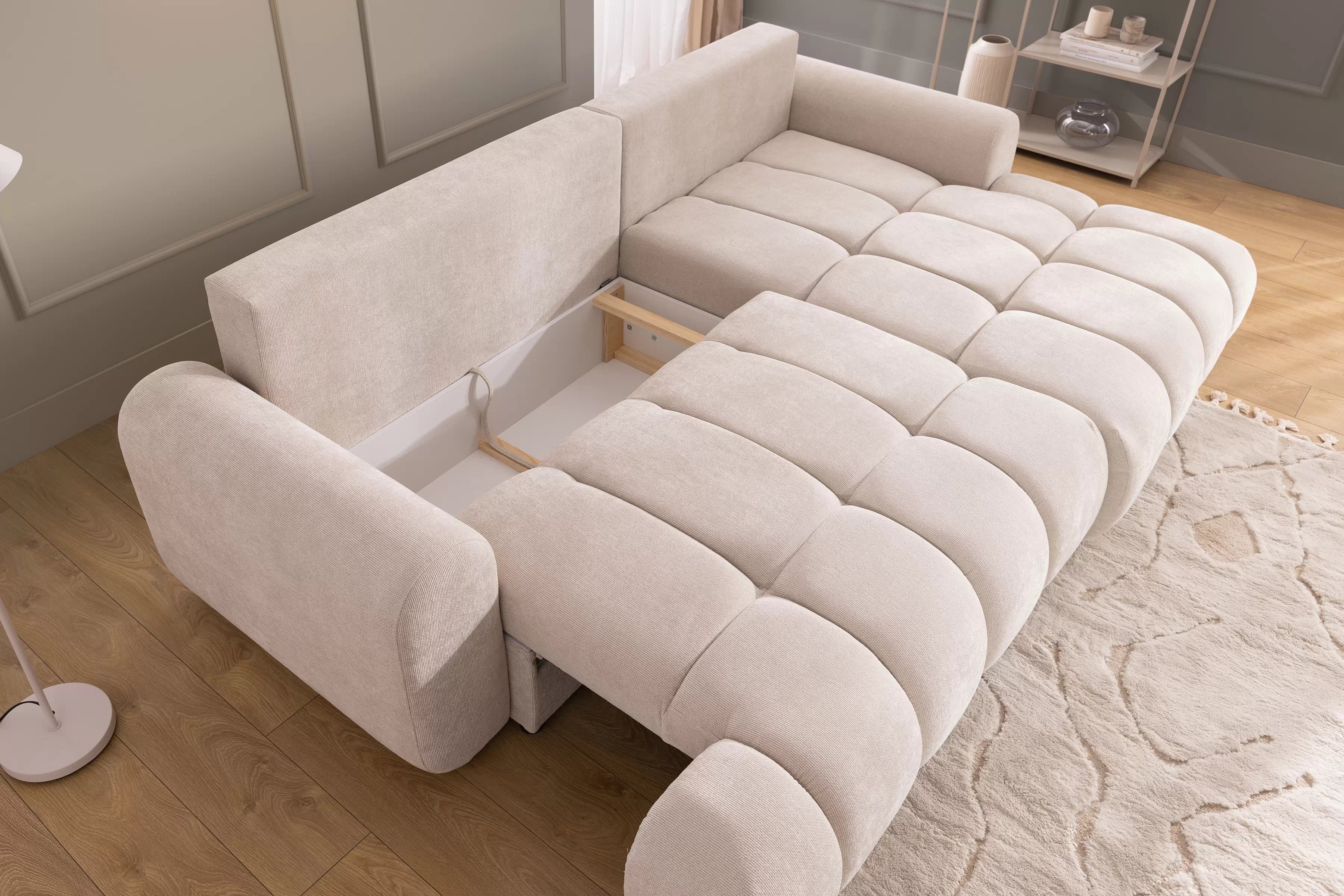 Rohová pohovka Lutario Mini s rozkladom Rohová sedacia súprava Lutario Mini s funkciou spánku