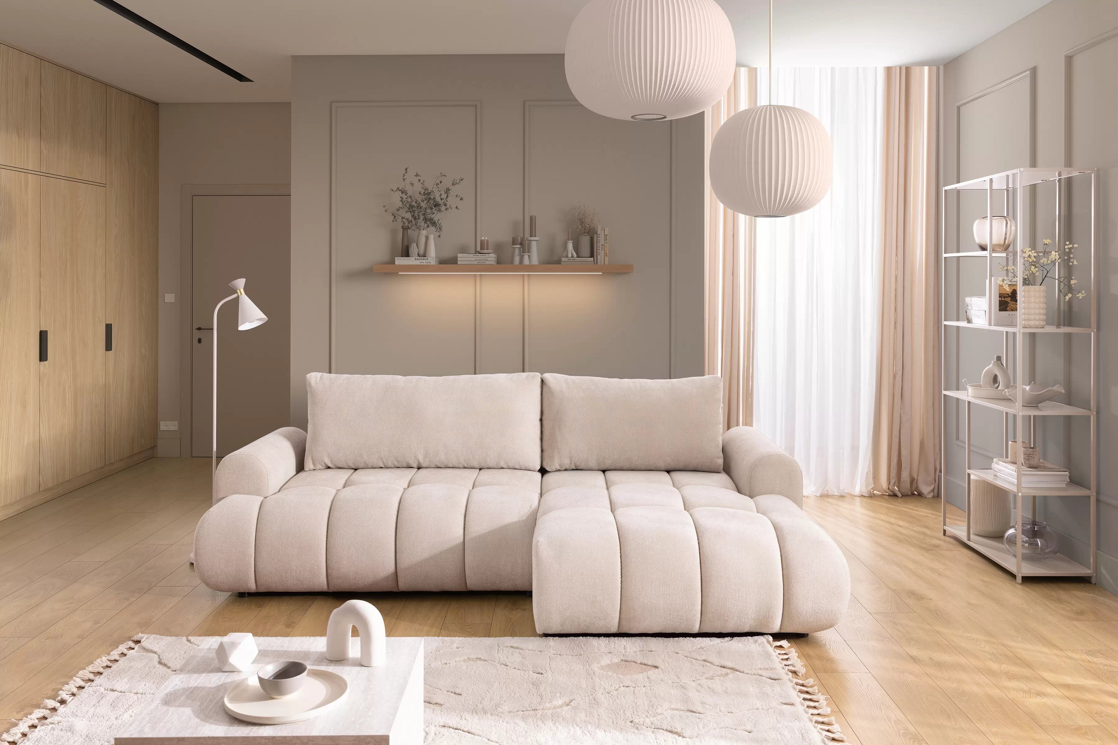 Rohová pohovka Lutario Mini s rozkladom Rohová sedacia súprava Lutario Mini s funkciou spánku