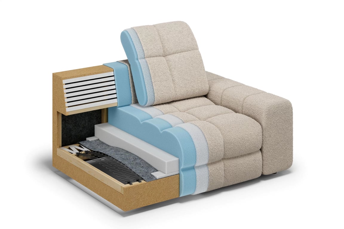 Colțar extensibil electric Magnelio U II dreapta – bouclé gri Catch Me 25 Naroznik Magnelio U II electric z funkcja de dormit pe partea dreaptă - gri boucle Catch Me 25