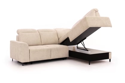 Rohová pohovka Magnis L s rozkladem pravostranná - béžová tkanina Magni 206.03 Rohová sedací souprava Magnis L rozkládací pravá - béžová plecionka Magni 206.03