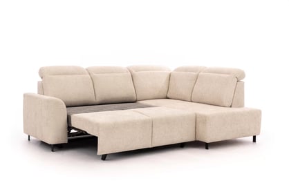 Rohová pohovka Magnis L s rozkladem pravostranná - béžová tkanina Magni 206.03 Rohová sedací souprava Magnis L rozkládací pravá - béžová plecionka Magni 206.03