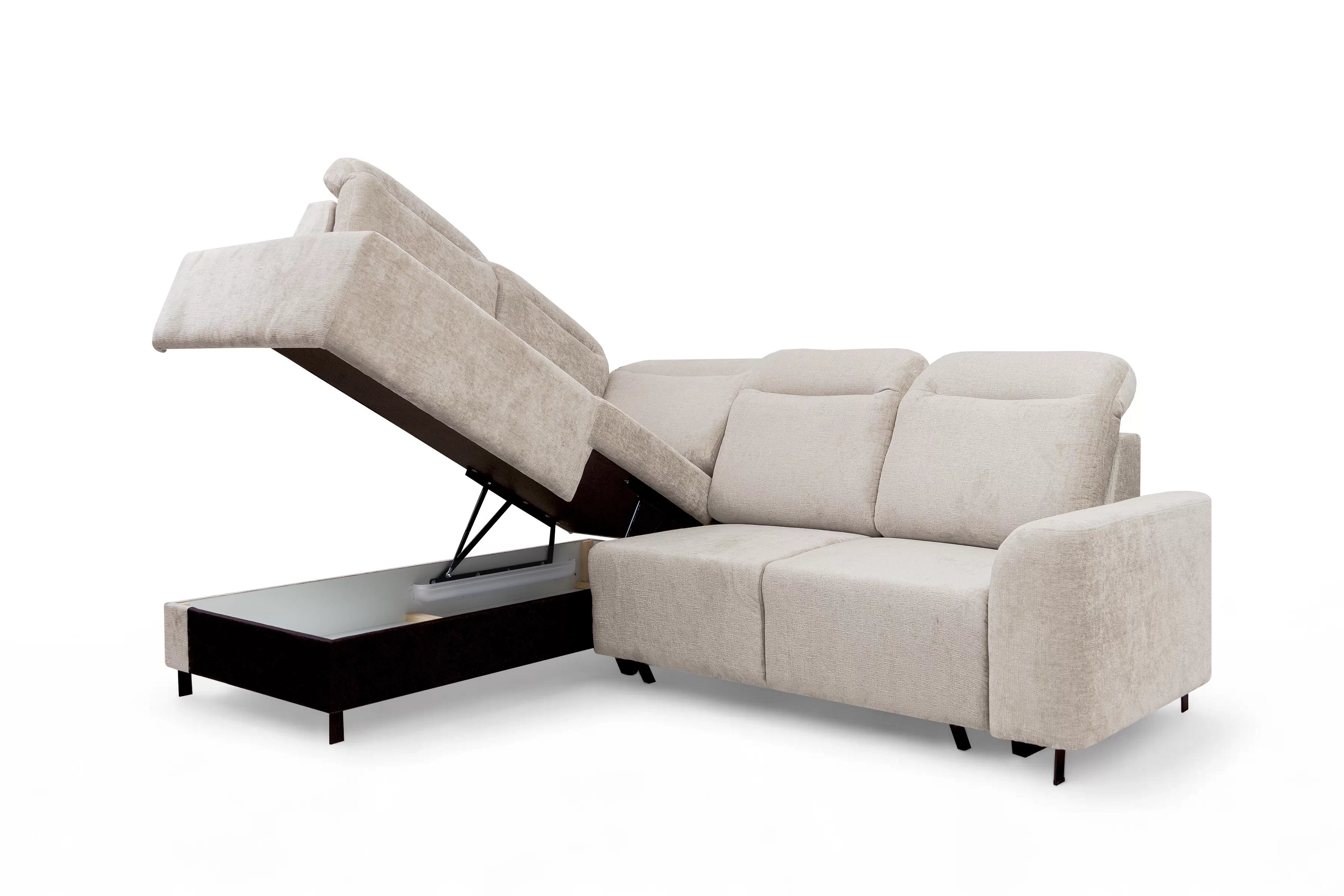 Rohová rozkládací pohovka Magnis L levá s funkcí spánku - béžový szenil Perfect harmony 07 Rohová sedací souprava Magnis L rozkládací levá - béžová šenil Perfect harmony 07