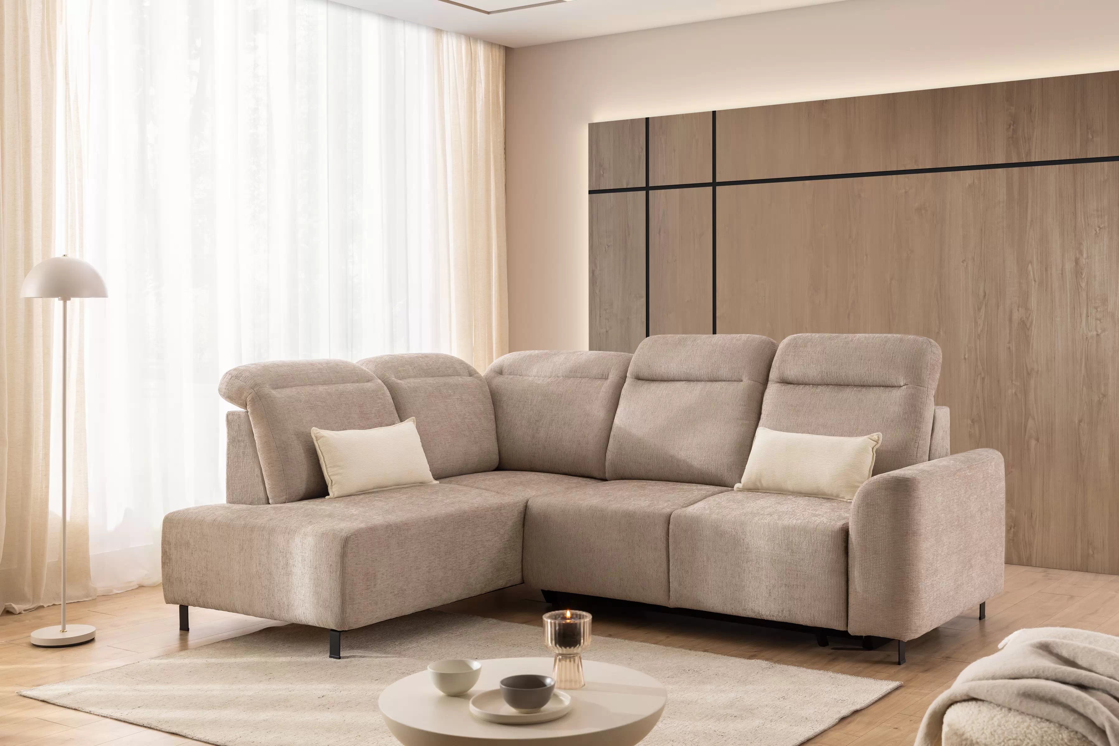 Rohová sedacia súprava Magnis L s funkciou spania ľavá - béžový šenil Sierra 744 - Koncovka Série Rohová sedacia súprava Magnis L s funkciou spánku Ľavá strana - béžový šenil Sierra 744 - Koncovka Série