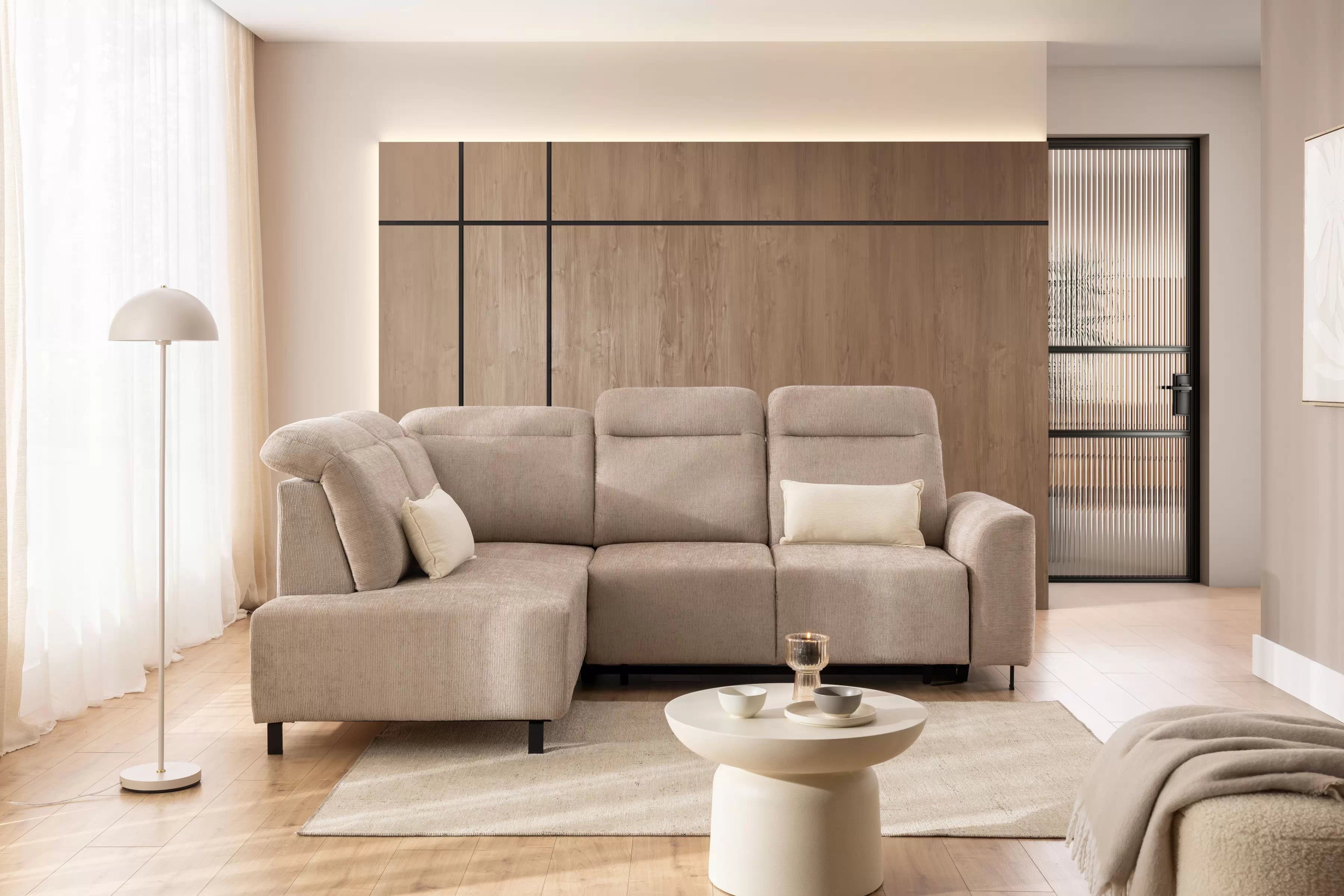 Rohová sedacia súprava Magnis L s funkciou spania ľavá - béžový šenil Sierra 744 - Koncovka Série Rohová sedacia súprava Magnis L s funkciou spánku Ľavá strana - béžový šenil Sierra 744 - Koncovka Série