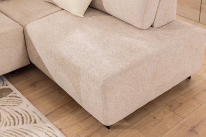 Rohová pohovka Magnis L pravá s funkcí spánku - béžová tkanina Magni 206.03 –konec série Rohová sedací souprava Magnis L rozkládací pravá - béžová plecionka Magni 206.03 - Konec série