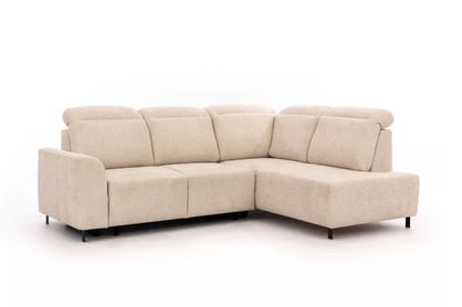 Rohová sedacia súprava Magnis L s funkciou spania pravá - béžová pletenina Magni 206-03 - Koncovka Série