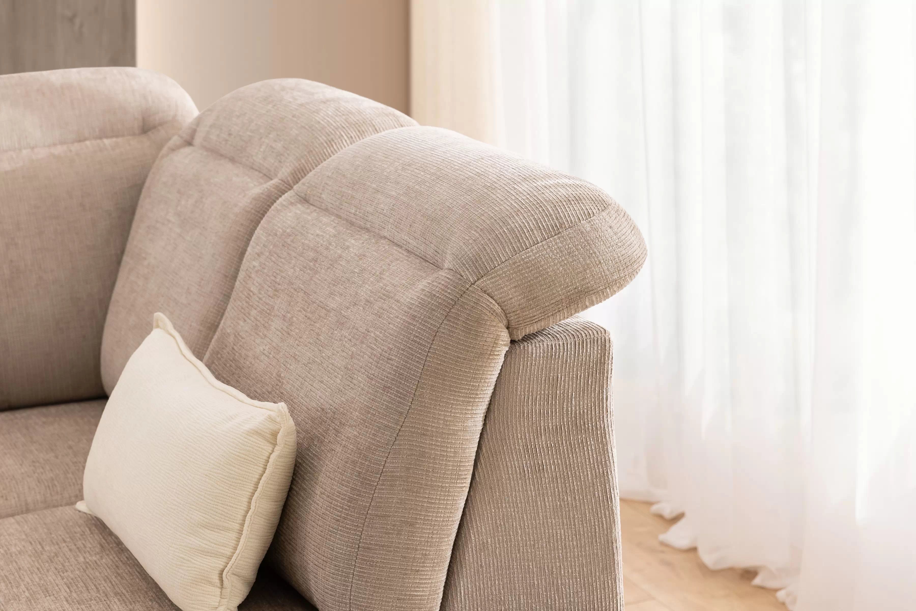 Rohová pohovka Magnis L pravá s funkcí spánku - béžový szenil Sierra 744 Rohová sedací souprava Magnis L rozkládací pravá - béžová šenil Sierra 744