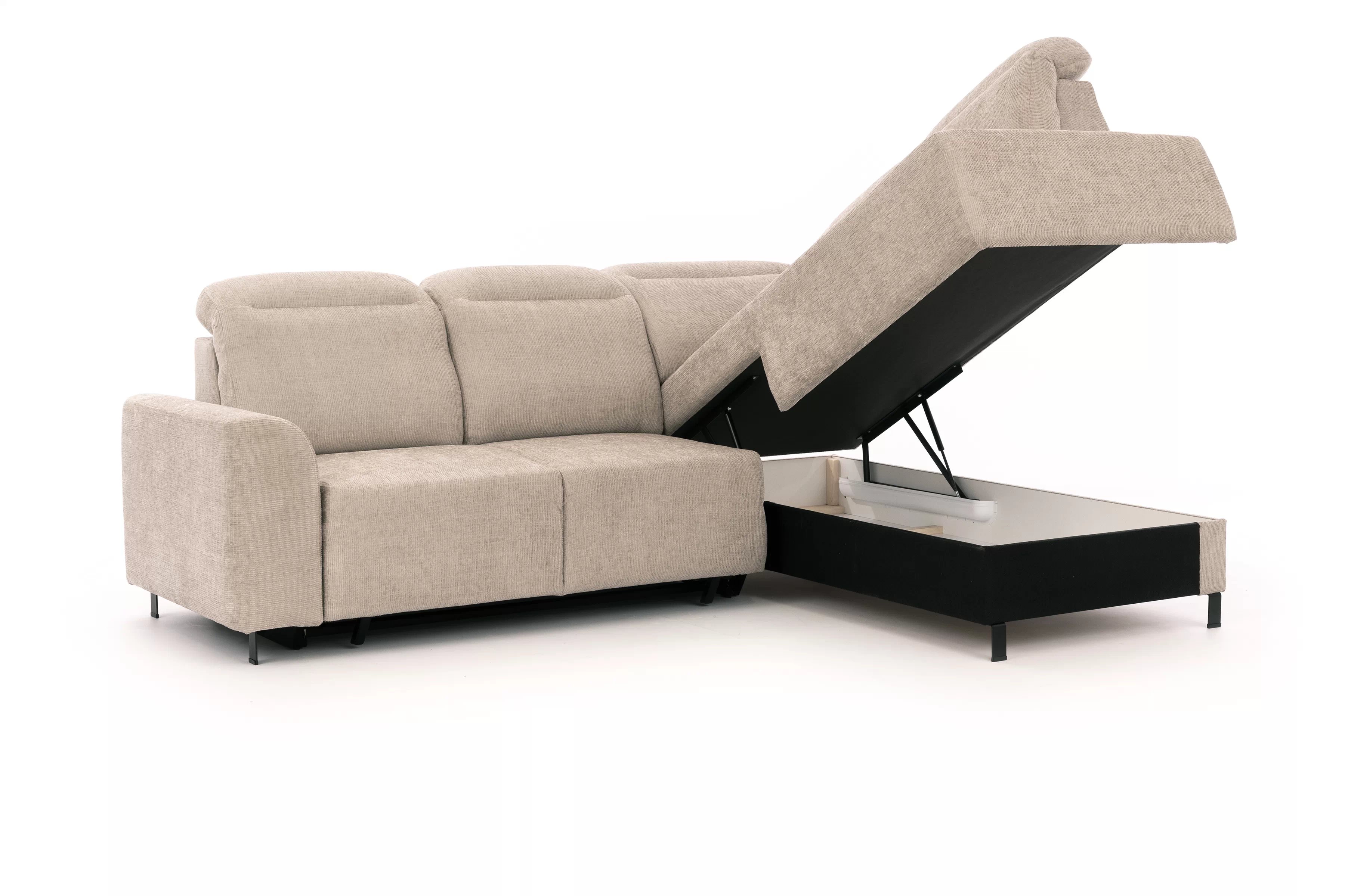 Rohová pohovka Magnis L pravá s funkcí spánku - béžový szenil Sierra 744 Rohová sedací souprava Magnis L rozkládací pravá - béžová šenil Sierra 744