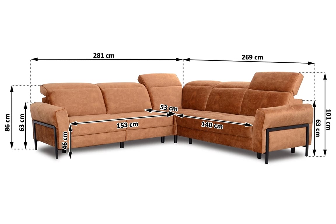 Modulová rohová sedací souprava Mellow 3RF(2xRF)-E-2,5F s elektrická funkce relax Rohová sedací souprava modulová s elektrickou funkcí relax Mellow