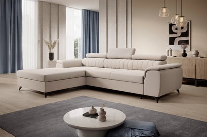 Rozkládací rohová sedací souprava Monrose L II levá - béžová Pretty 03 Rohová sedací souprava Monrose L II rozkládací levá - béžová plusz Pretty 03 