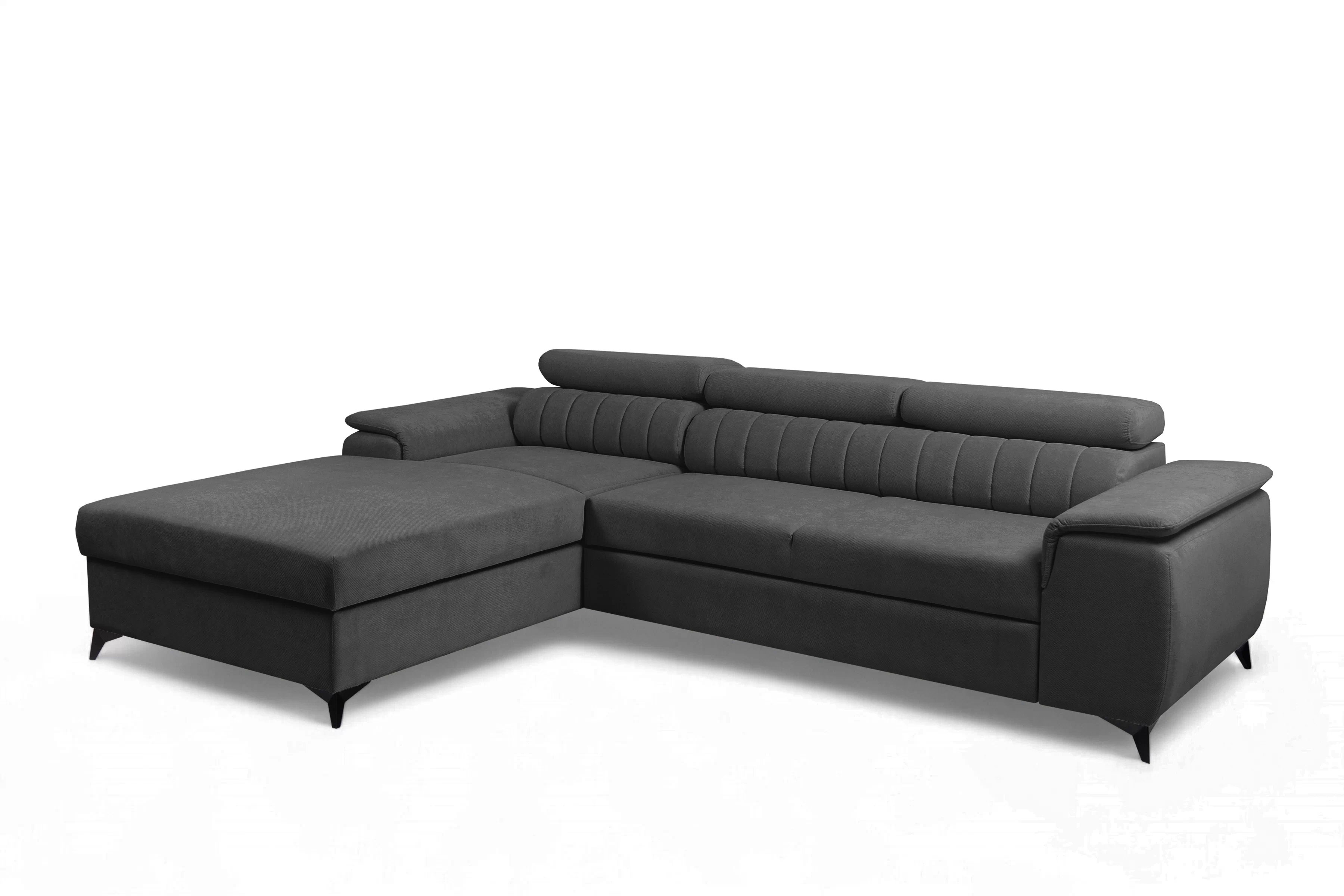 Rozkládací rohová sedací souprava Monrose Mini levá - grafitová Pretty 21 Rohová sedací souprava Monrose L II rozkládací levá - grafitová plusz Pretty 21 