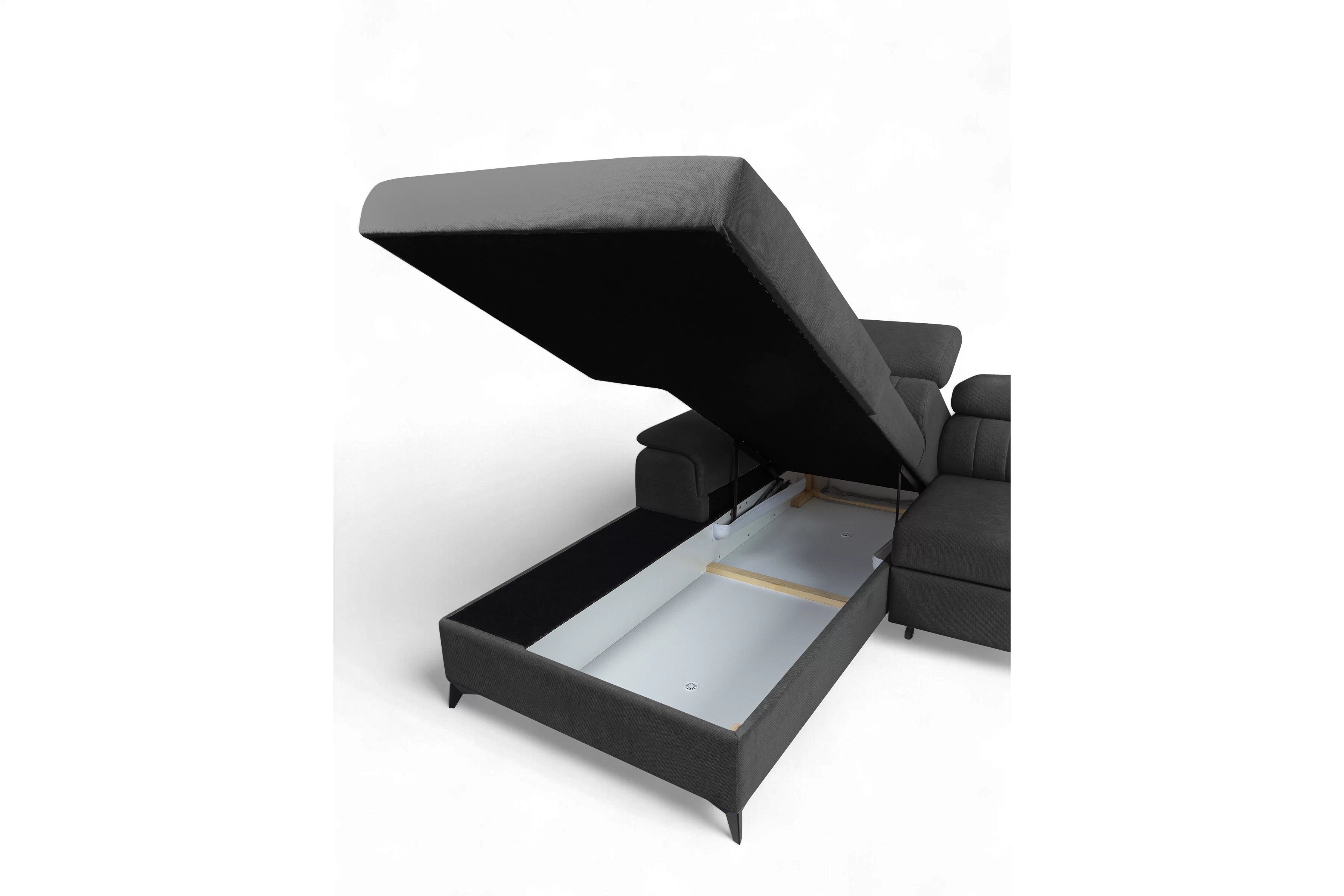 Rozkládací rohová sedací souprava Monrose Mini levá - grafitová Pretty 21 Rohová sedací souprava Monrose L II rozkládací levá - grafitová plusz Pretty 21 