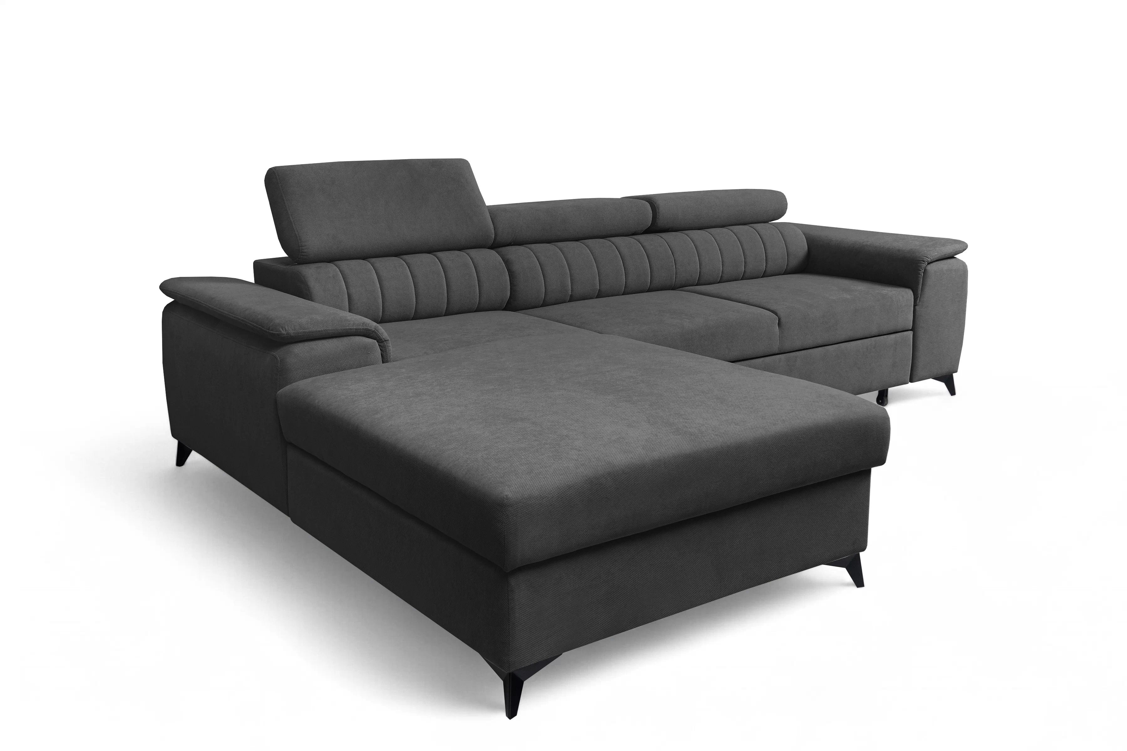 Rozkládací rohová sedací souprava Monrose Mini levá - grafitová Pretty 21 Rohová sedací souprava Monrose L II rozkládací levá - grafitová plusz Pretty 21 