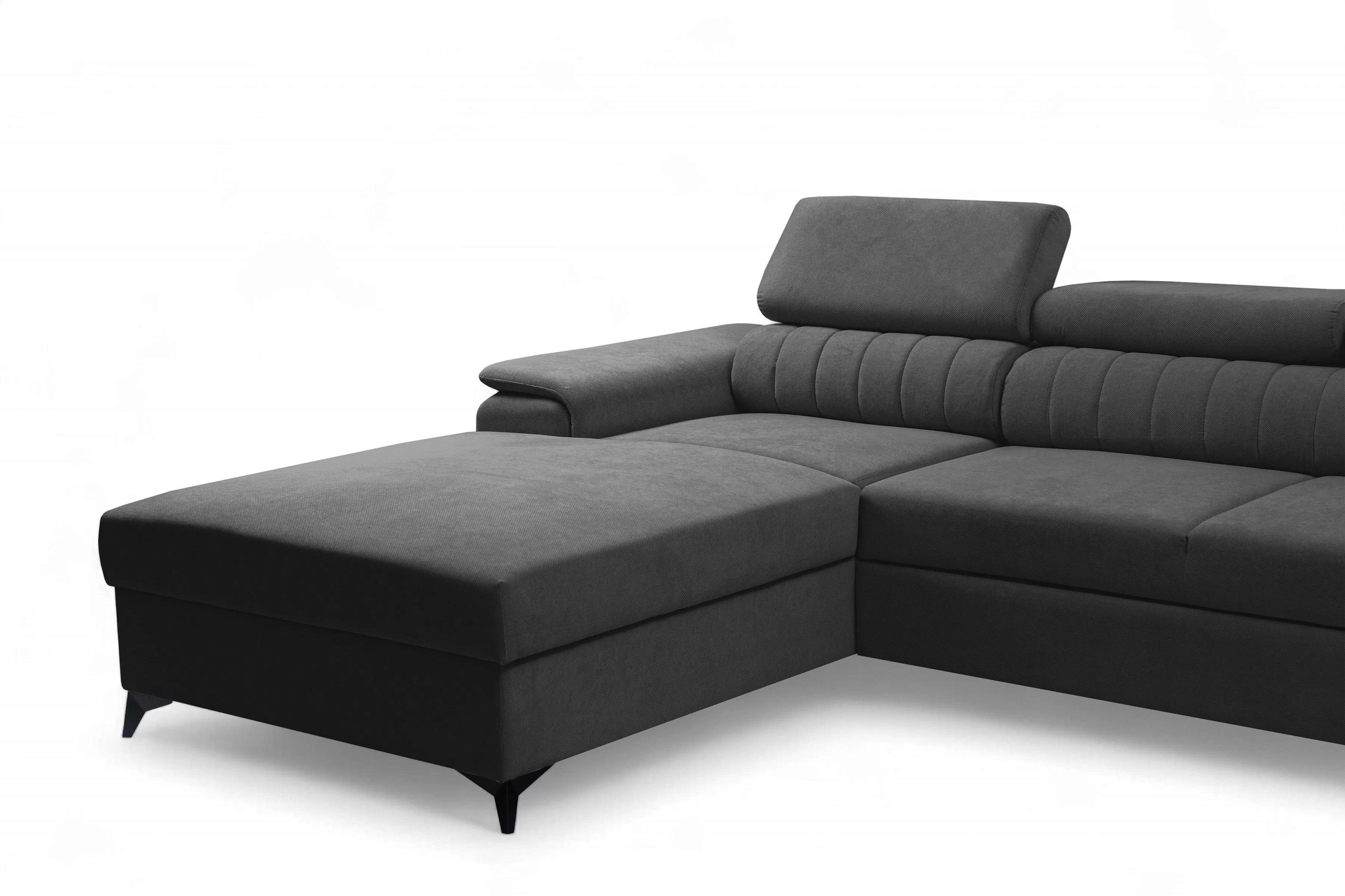 Rozkládací rohová sedací souprava Monrose Mini levá - grafitová Pretty 21 Rohová sedací souprava Monrose L II rozkládací levá - grafitová plusz Pretty 21 