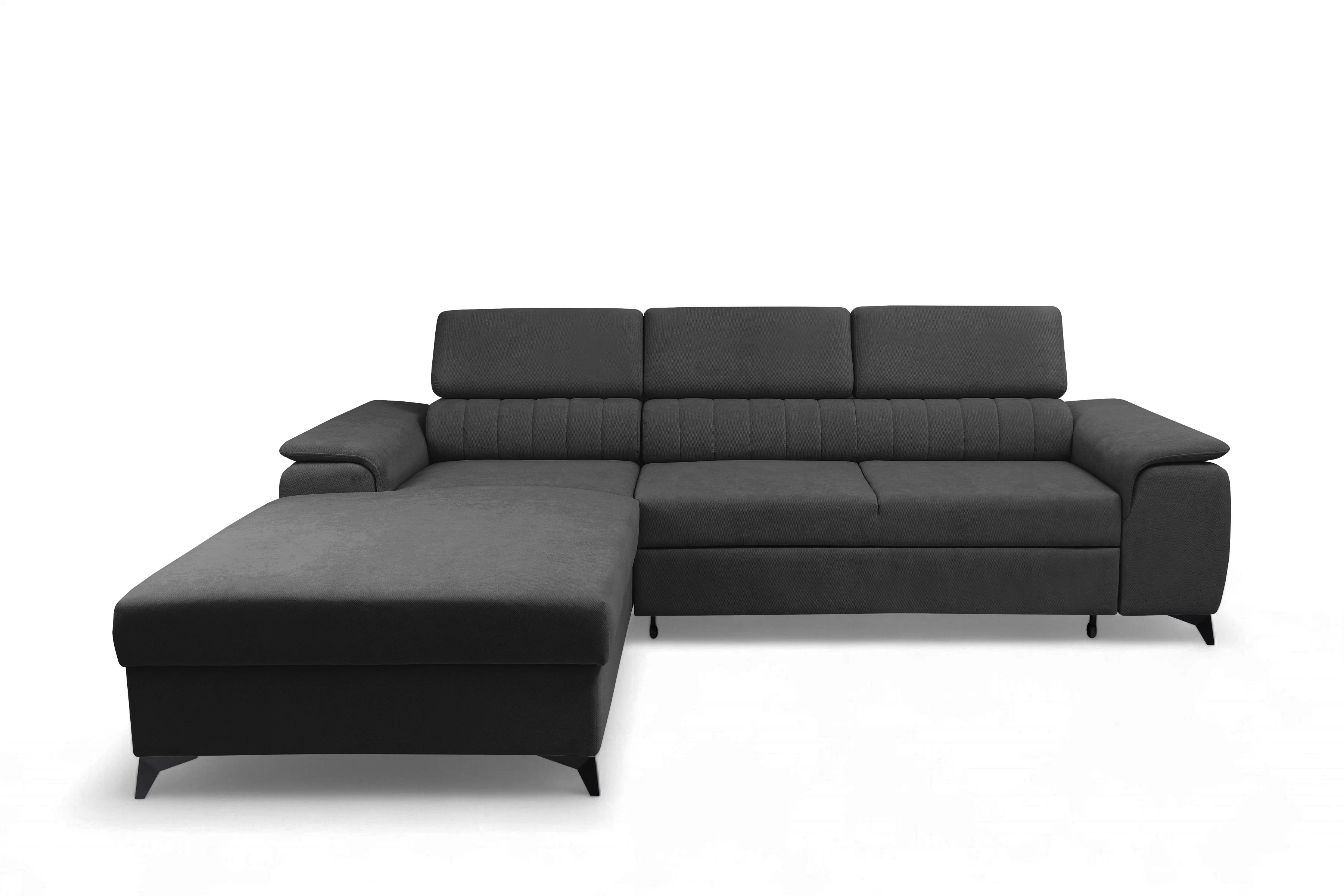 Rozkládací rohová sedací souprava Monrose Mini levá - grafitová Pretty 21 Rohová sedací souprava Monrose L II rozkládací levá - grafitová plusz Pretty 21 