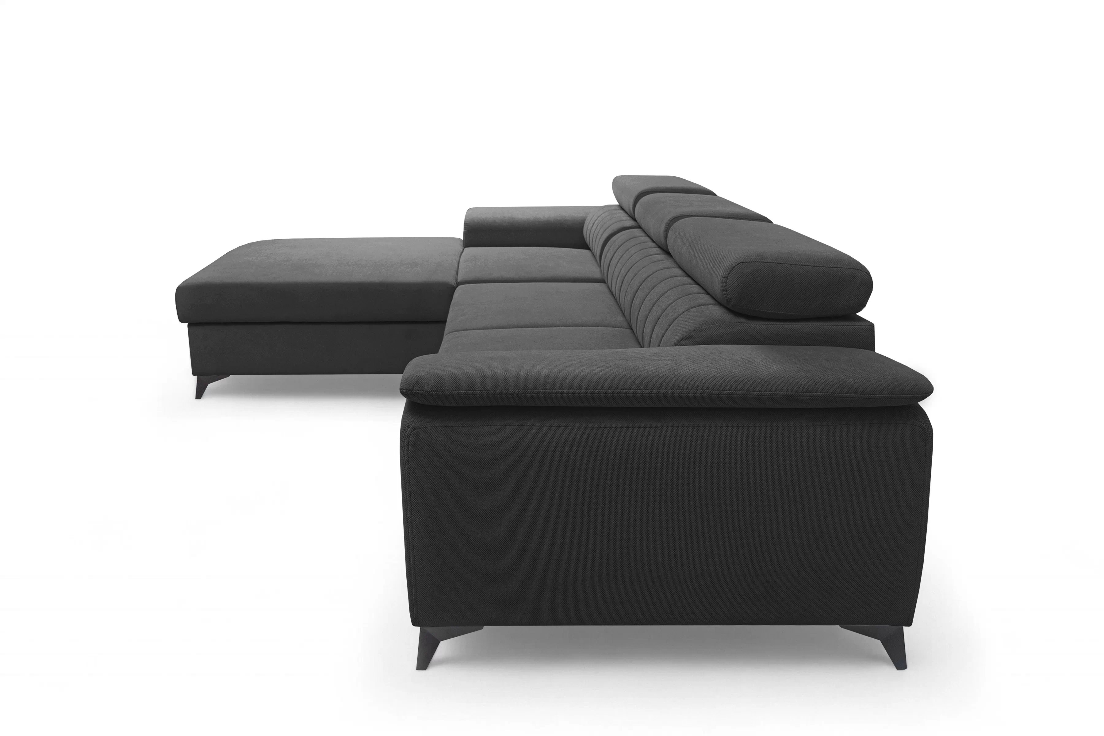 Rozkládací rohová sedací souprava Monrose Mini levá - grafitová Pretty 21 Rohová sedací souprava Monrose L II rozkládací levá - grafitová plusz Pretty 21 