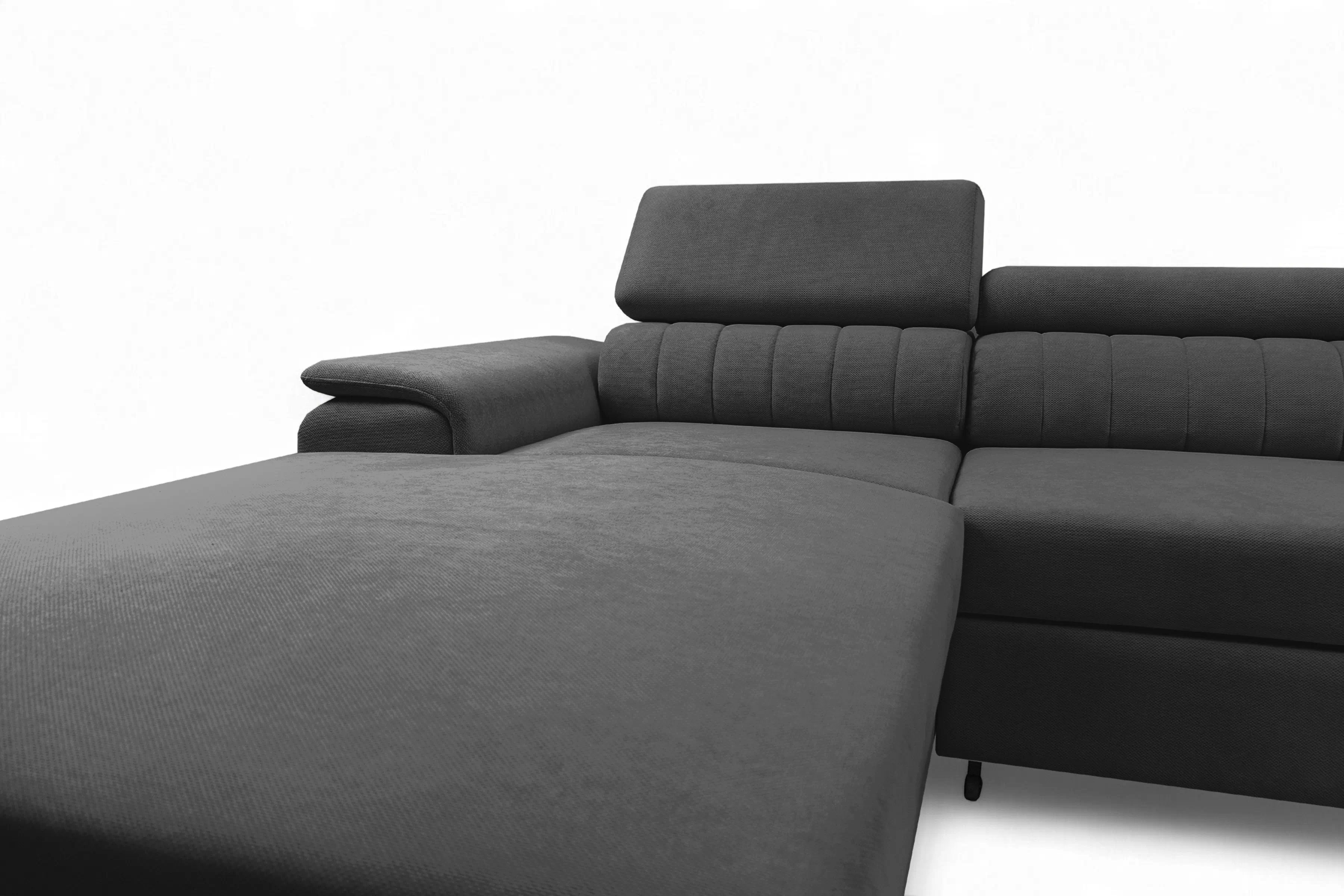 Rozkládací rohová sedací souprava Monrose Mini levá - grafitová Pretty 21 Rohová sedací souprava Monrose L II rozkládací levá - grafitová plusz Pretty 21 