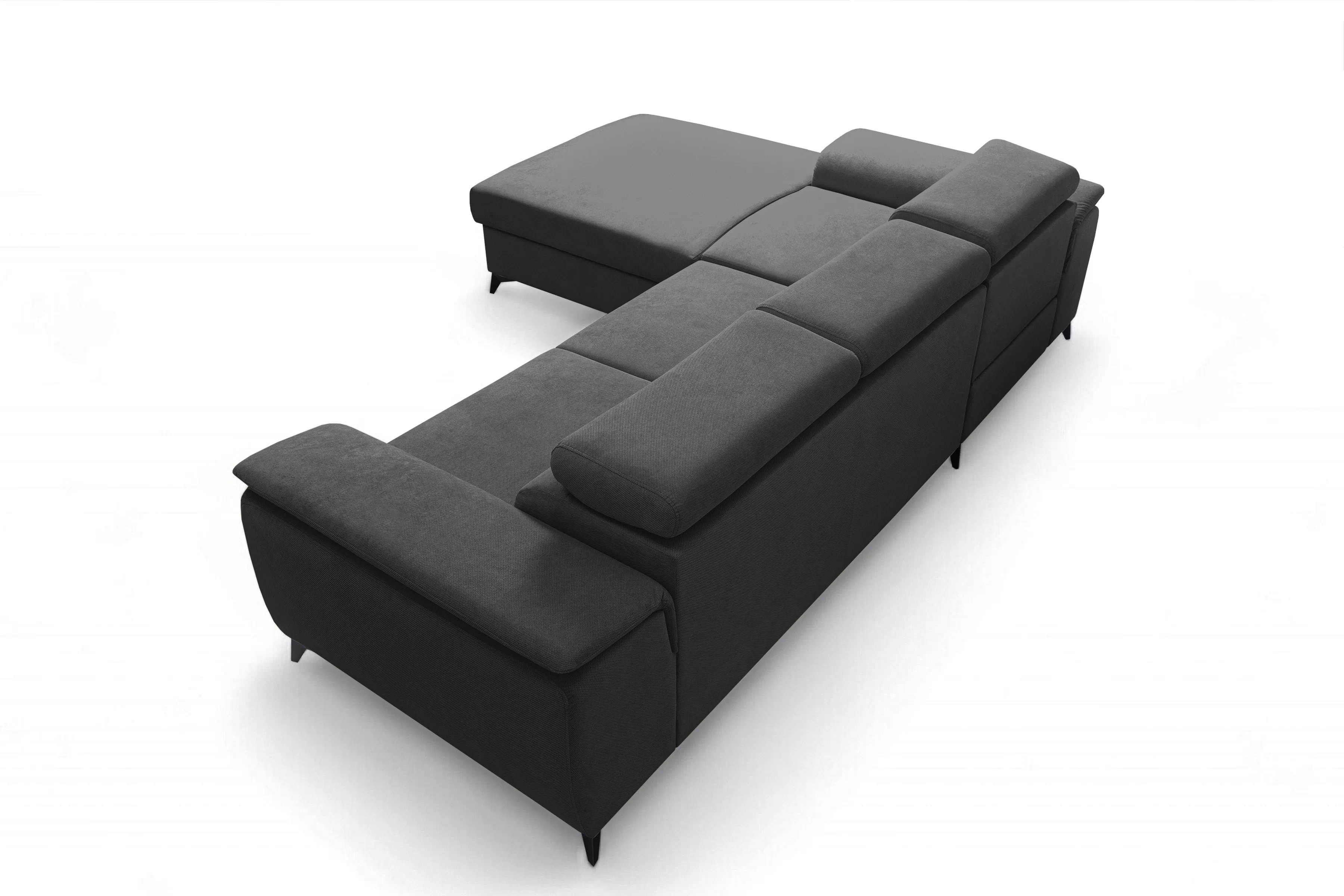 Rozkládací rohová sedací souprava Monrose Mini levá - grafitová Pretty 21 Rohová sedací souprava Monrose L II rozkládací levá - grafitová plusz Pretty 21 