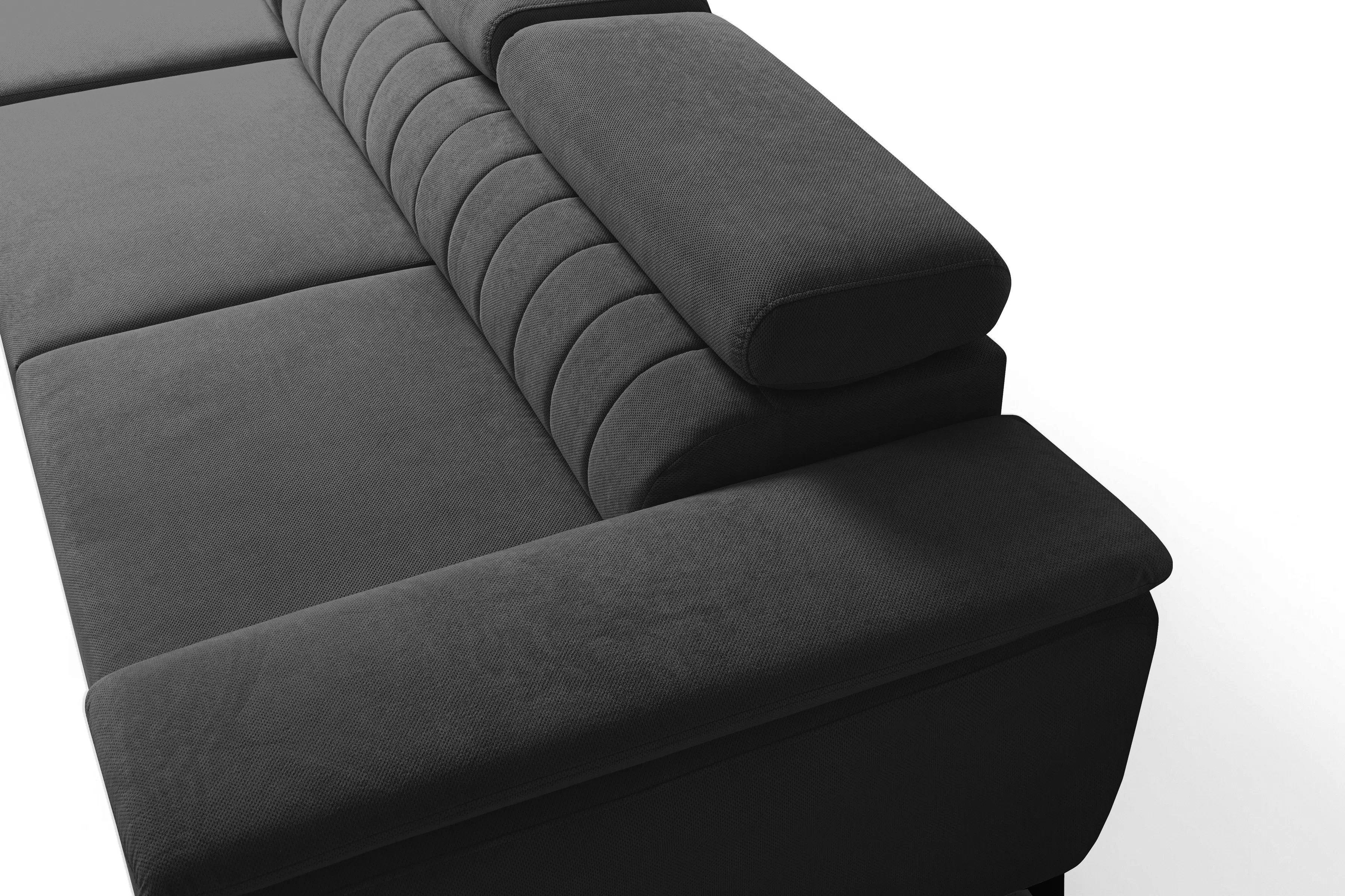 Rozkládací rohová sedací souprava Monrose Mini levá - grafitová Pretty 21 Rohová sedací souprava Monrose L II rozkládací levá - grafitová plusz Pretty 21 