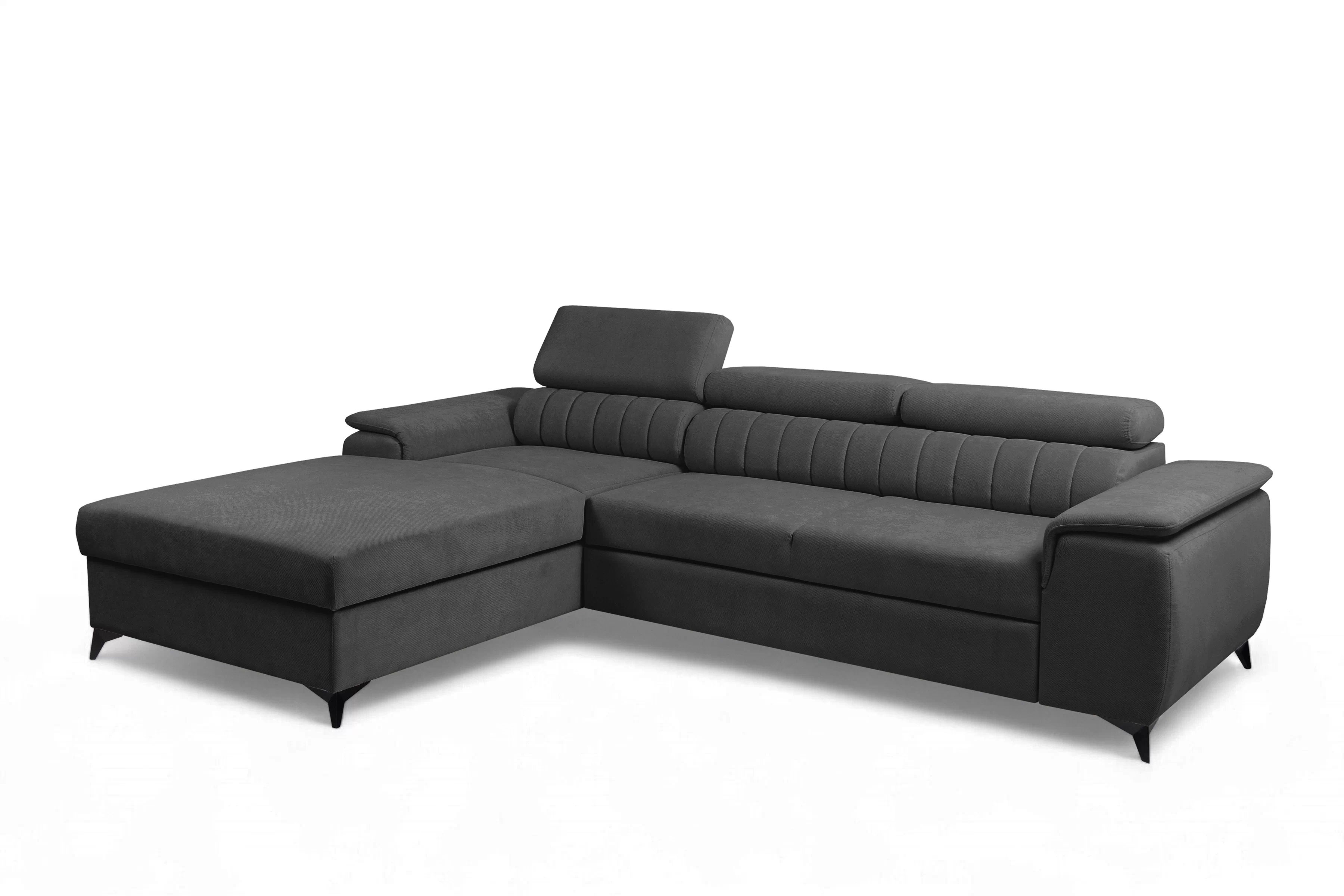 Rozkládací rohová sedací souprava Monrose Mini levá - grafitová Pretty 21 Rohová sedací souprava Monrose L II rozkládací levá - grafitová plusz Pretty 21 