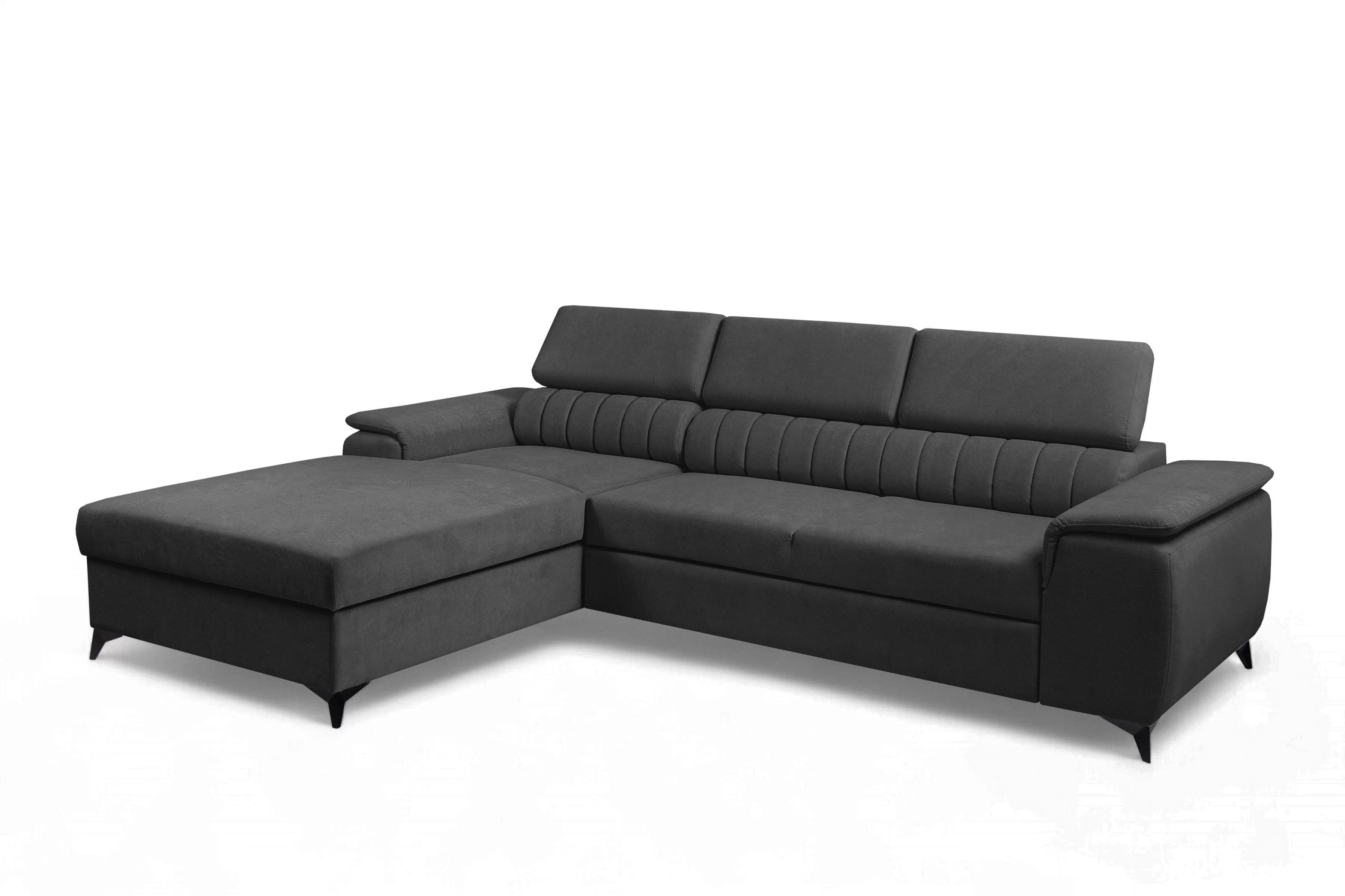 Rozkládací rohová sedací souprava Monrose Mini levá - grafitová Pretty 21 Rohová sedací souprava Monrose L II rozkládací levá - grafitová plusz Pretty 21 