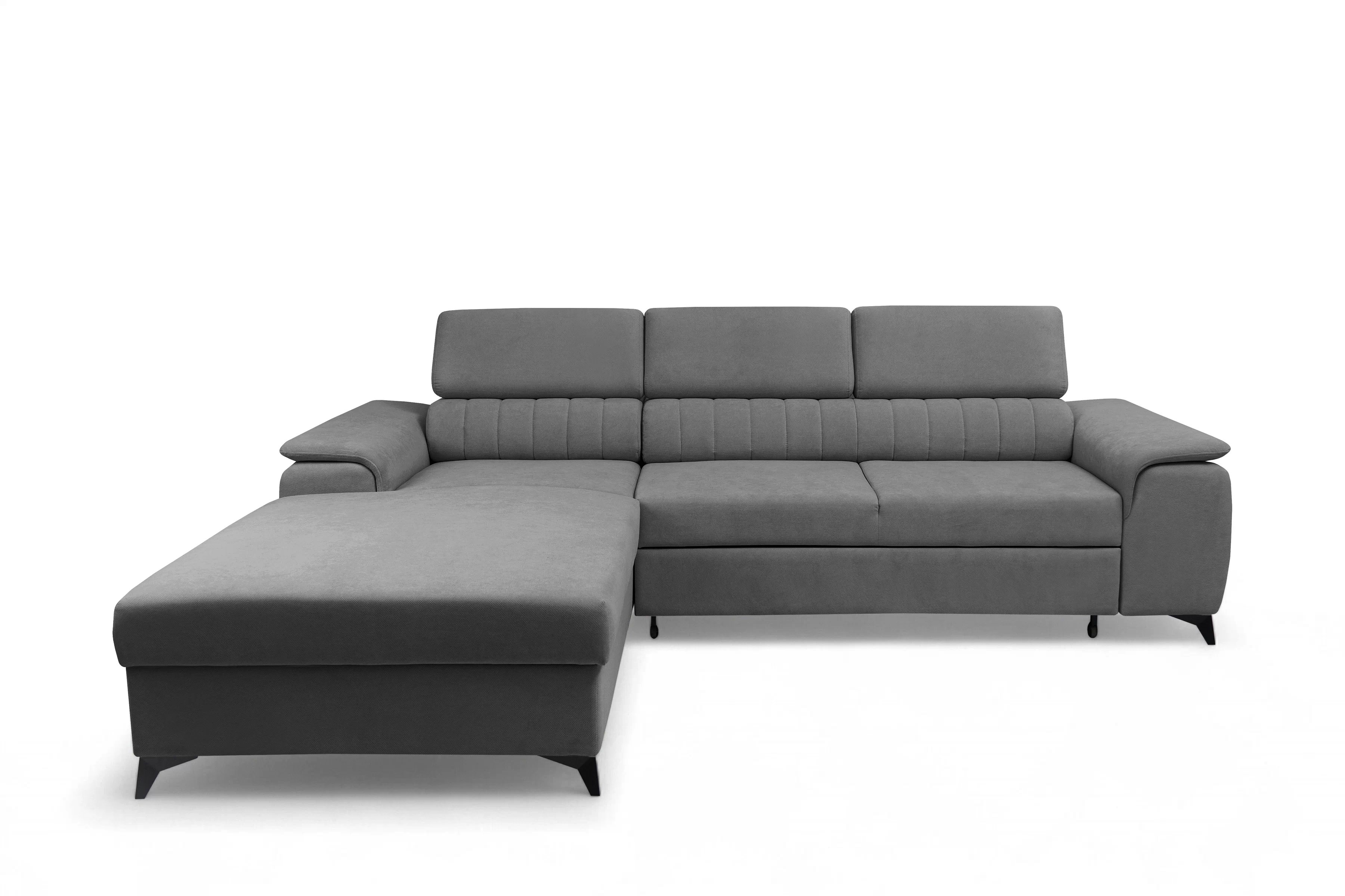 Rozkladacia rohová sedacia súprava Monrose Mini ľavá - sivý plyš Pretty 17 Rohová sedacia súprava Monrose L II s funkciou spánku Ľavá strana - šedý plusz Pretty 17 