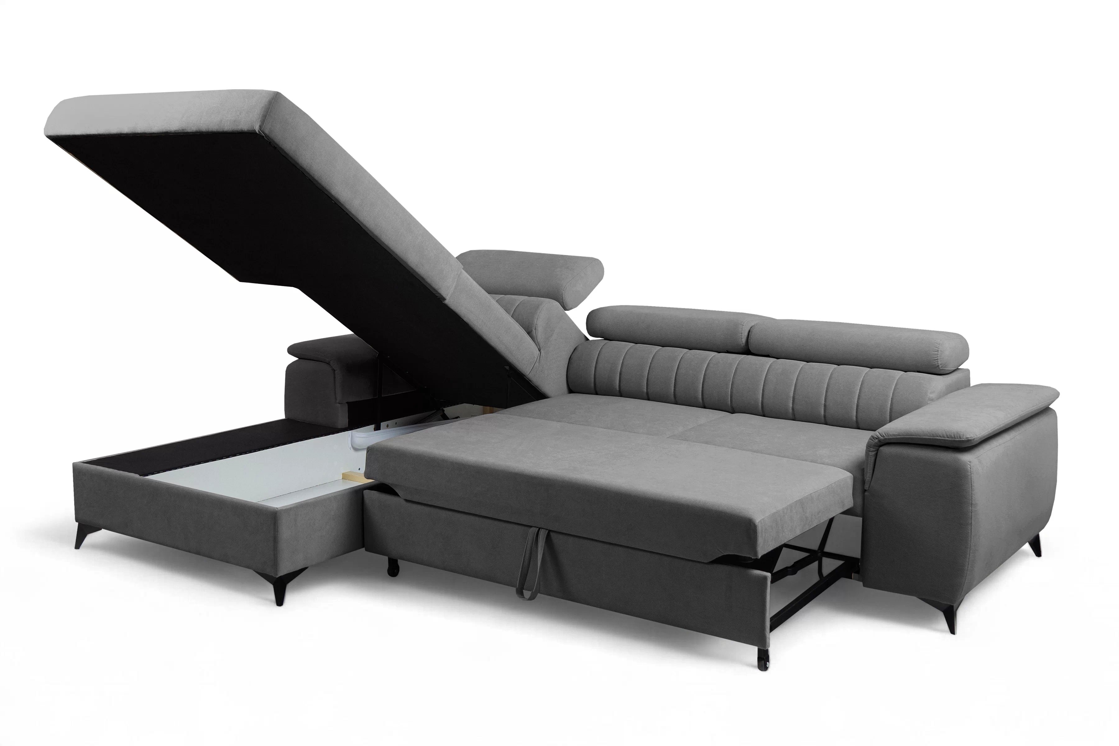 Rozkladacia rohová sedacia súprava Monrose Mini ľavá - sivý plyš Pretty 17 Rohová sedacia súprava Monrose L II s funkciou spánku Ľavá strana - šedý plusz Pretty 17 