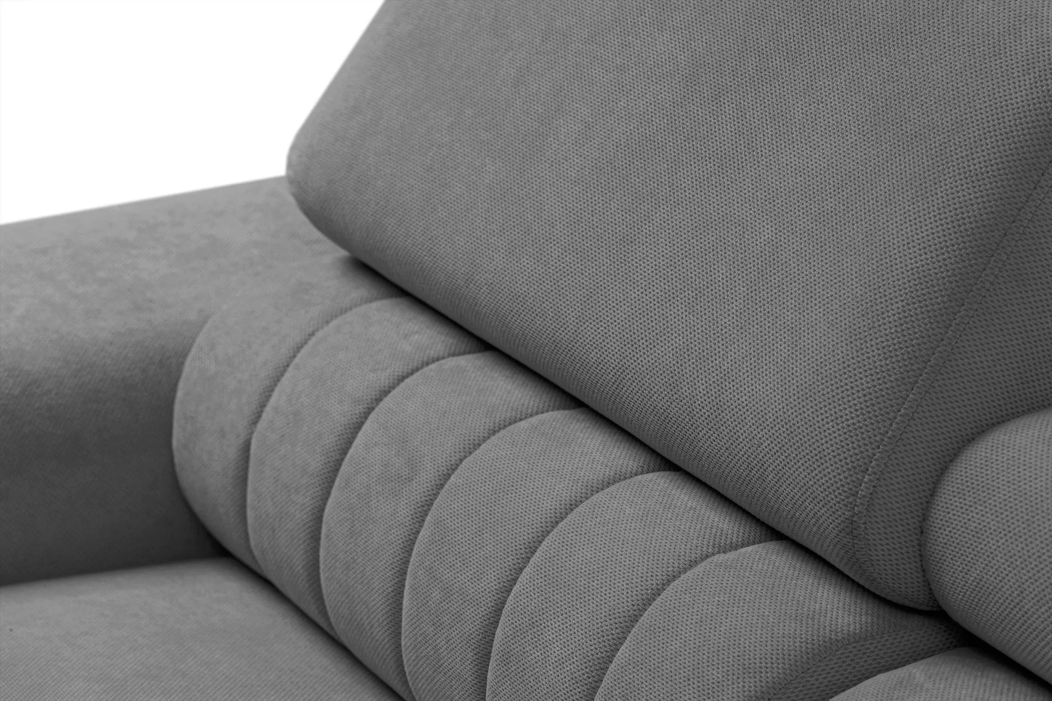 Rozkladacia rohová sedacia súprava Monrose Mini ľavá - sivý plyš Pretty 17 Rohová sedacia súprava Monrose L II s funkciou spánku Ľavá strana - šedý plusz Pretty 17 