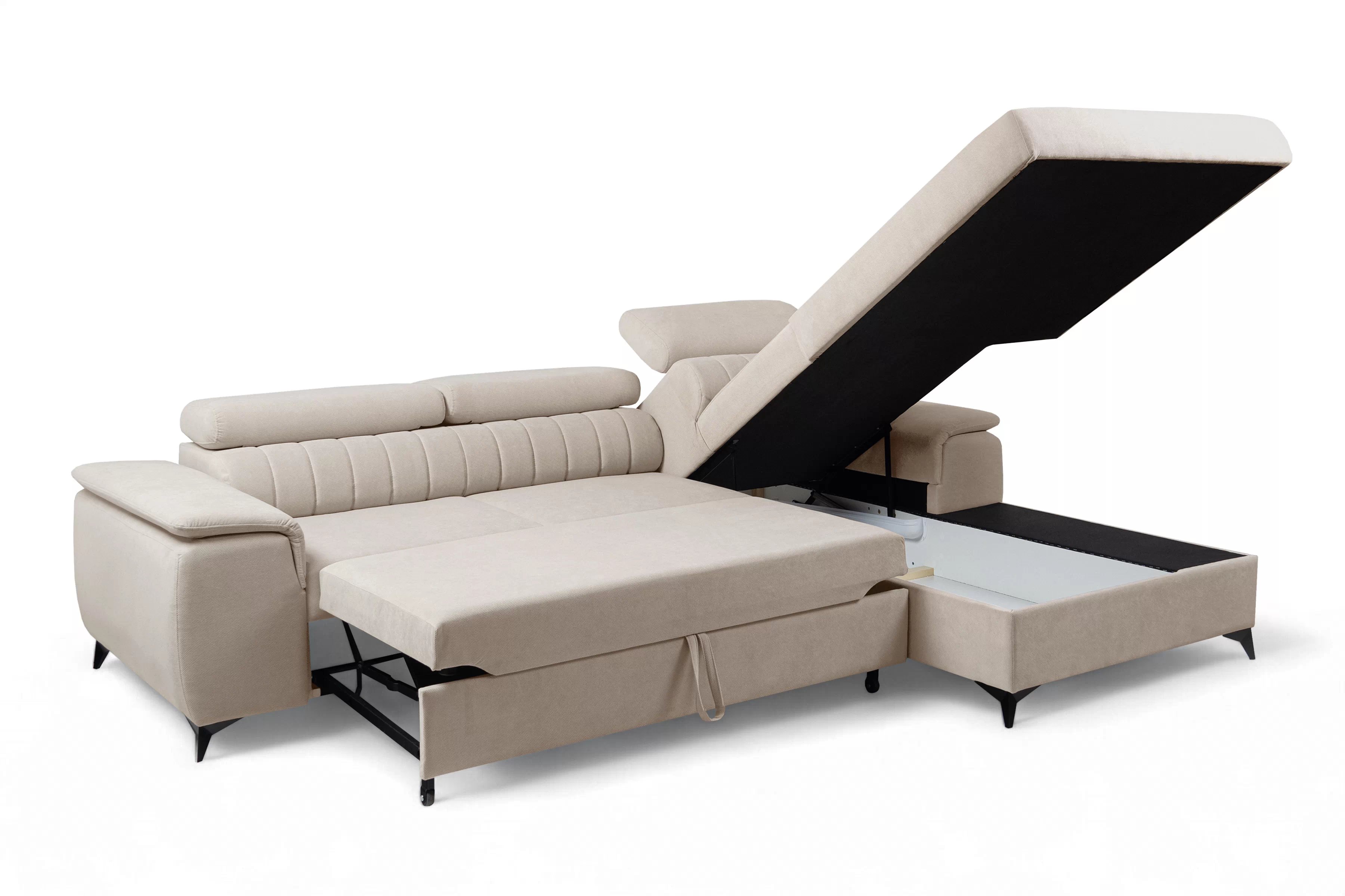 Rozkládací rohová sedací souprava Monrose Mini pravá - béžová Pretty 03 Rohová sedací souprava Monrose L II rozkládací pravá - béžová plusz Pretty 03