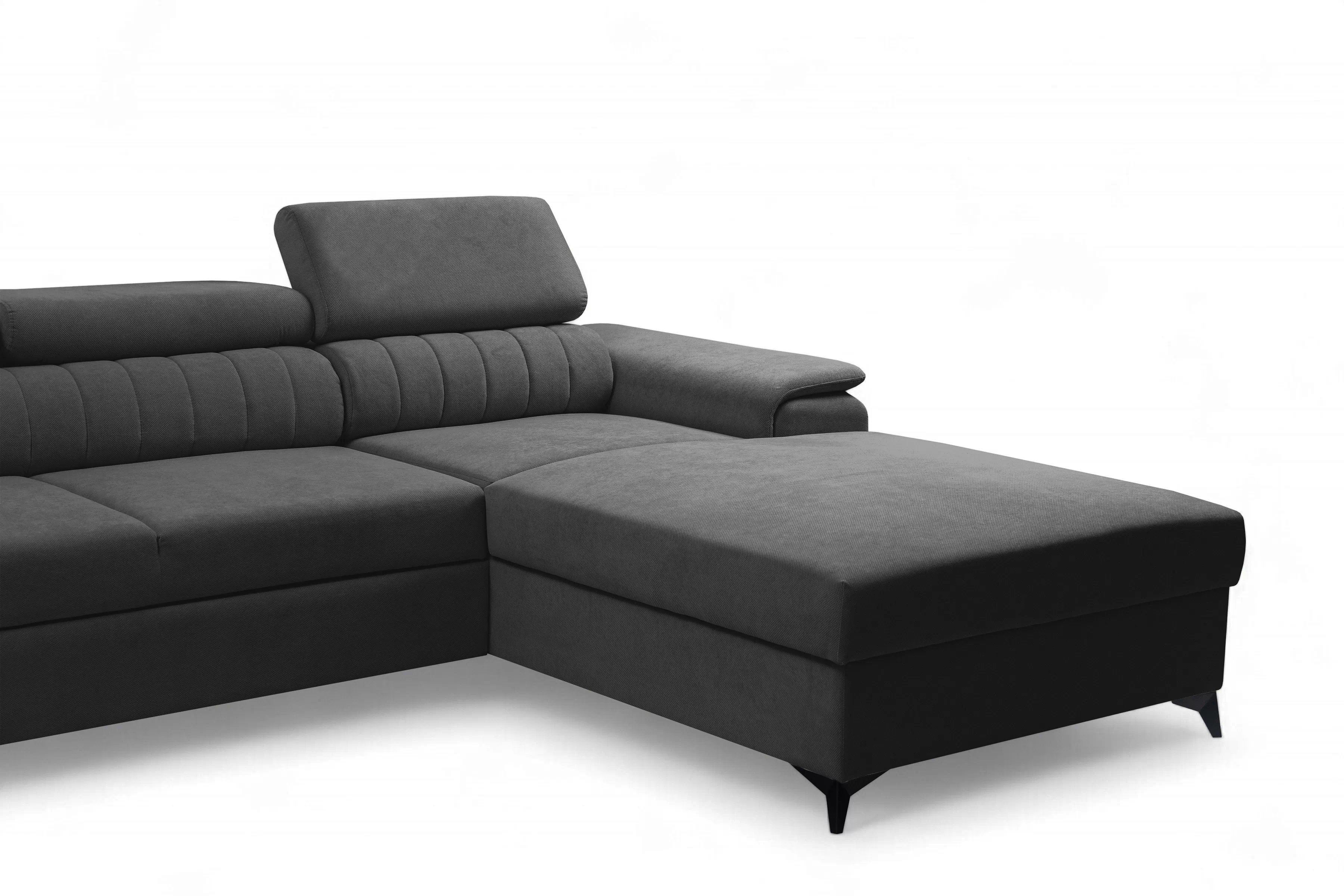 Rozkládací rohová sedací souprava Monrose Mini pravá - grafitová Pretty 21 Rohová sedací souprava Monrose L II rozkládací pravá - grafitová plusz Pretty 21