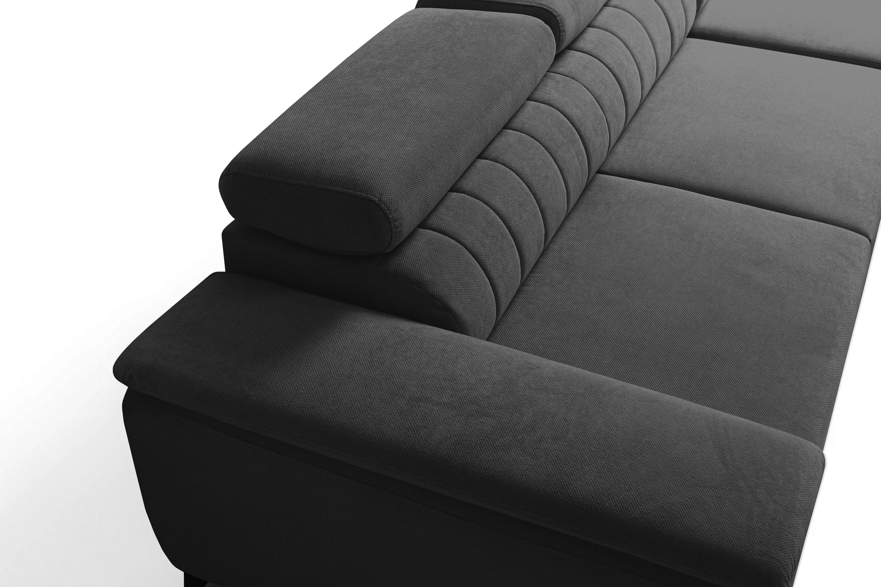 Rozkládací rohová sedací souprava Monrose Mini pravá - grafitová Pretty 21 Rohová sedací souprava Monrose L II rozkládací pravá - grafitová plusz Pretty 21