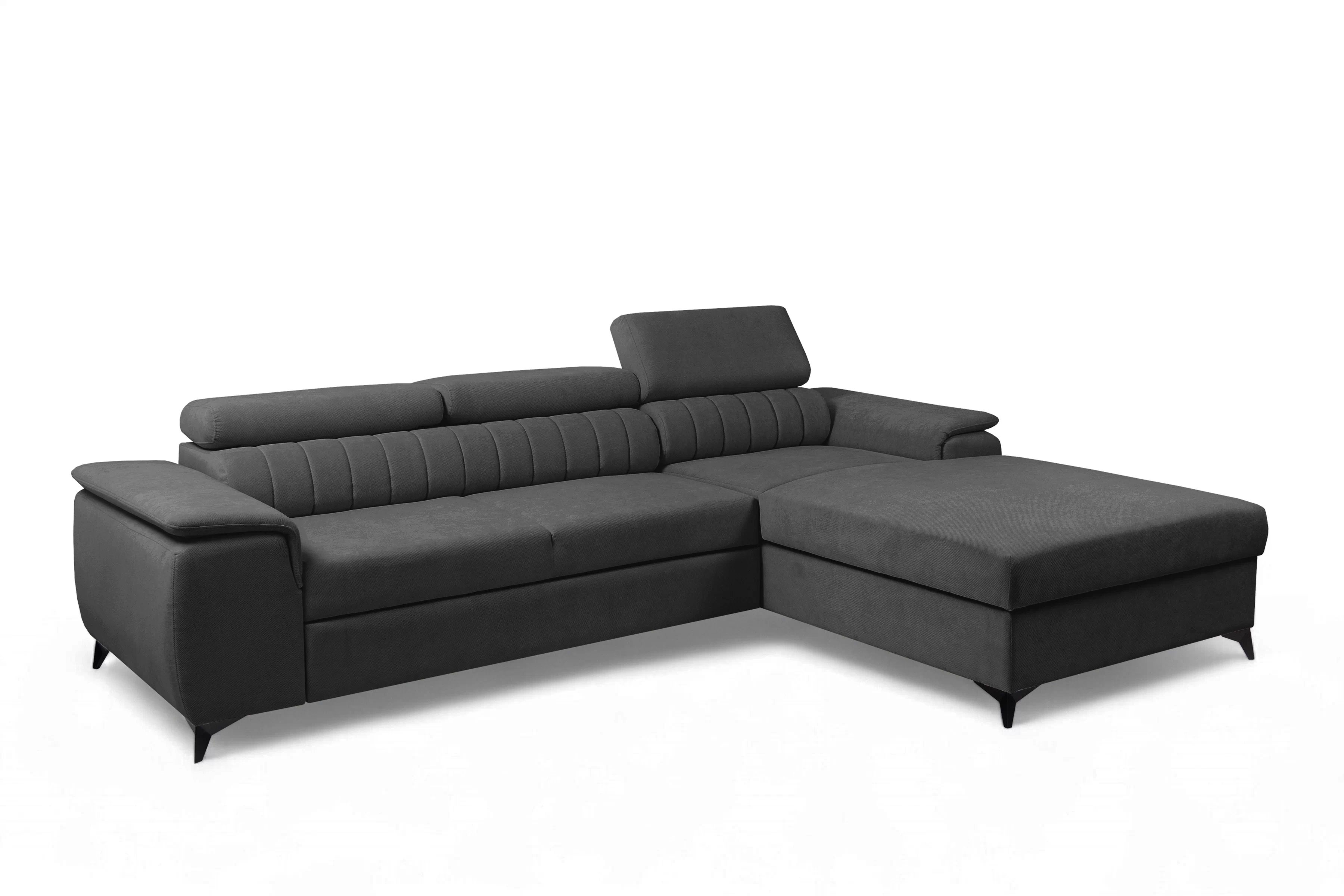 Rozkládací rohová sedací souprava Monrose Mini pravá - grafitová Pretty 21 Rohová sedací souprava Monrose L II rozkládací pravá - grafitová plusz Pretty 21