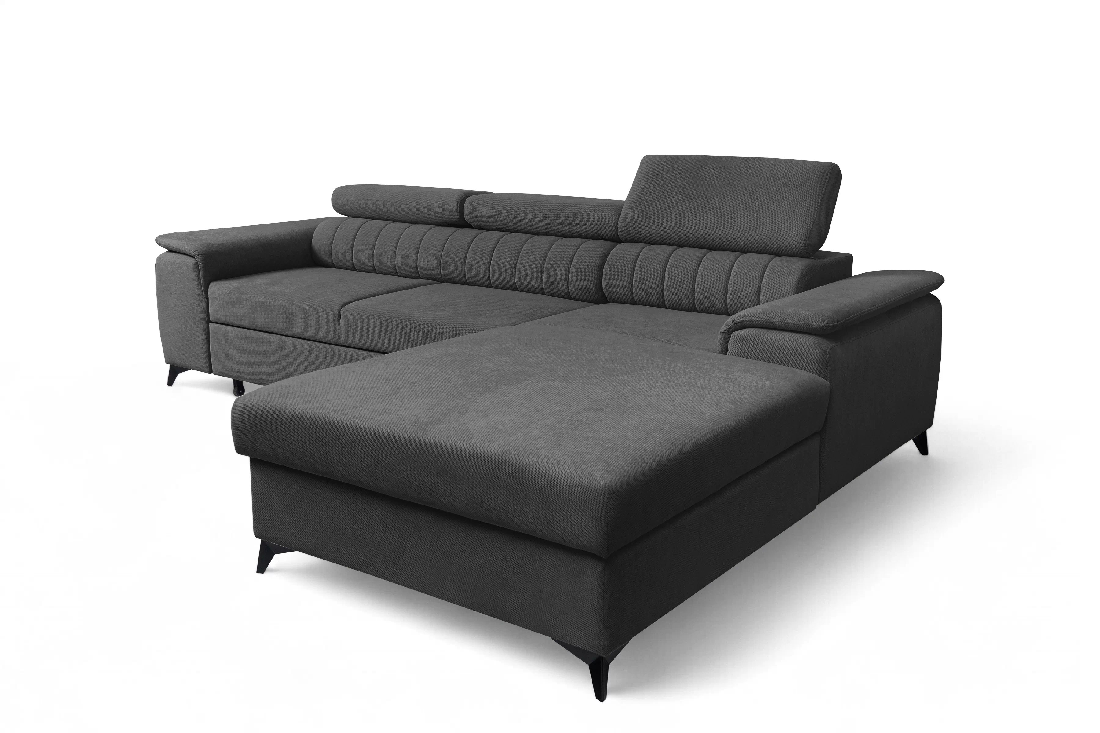 Rozkládací rohová sedací souprava Monrose Mini pravá - grafitová Pretty 21 Rohová sedací souprava Monrose L II rozkládací pravá - grafitová plusz Pretty 21